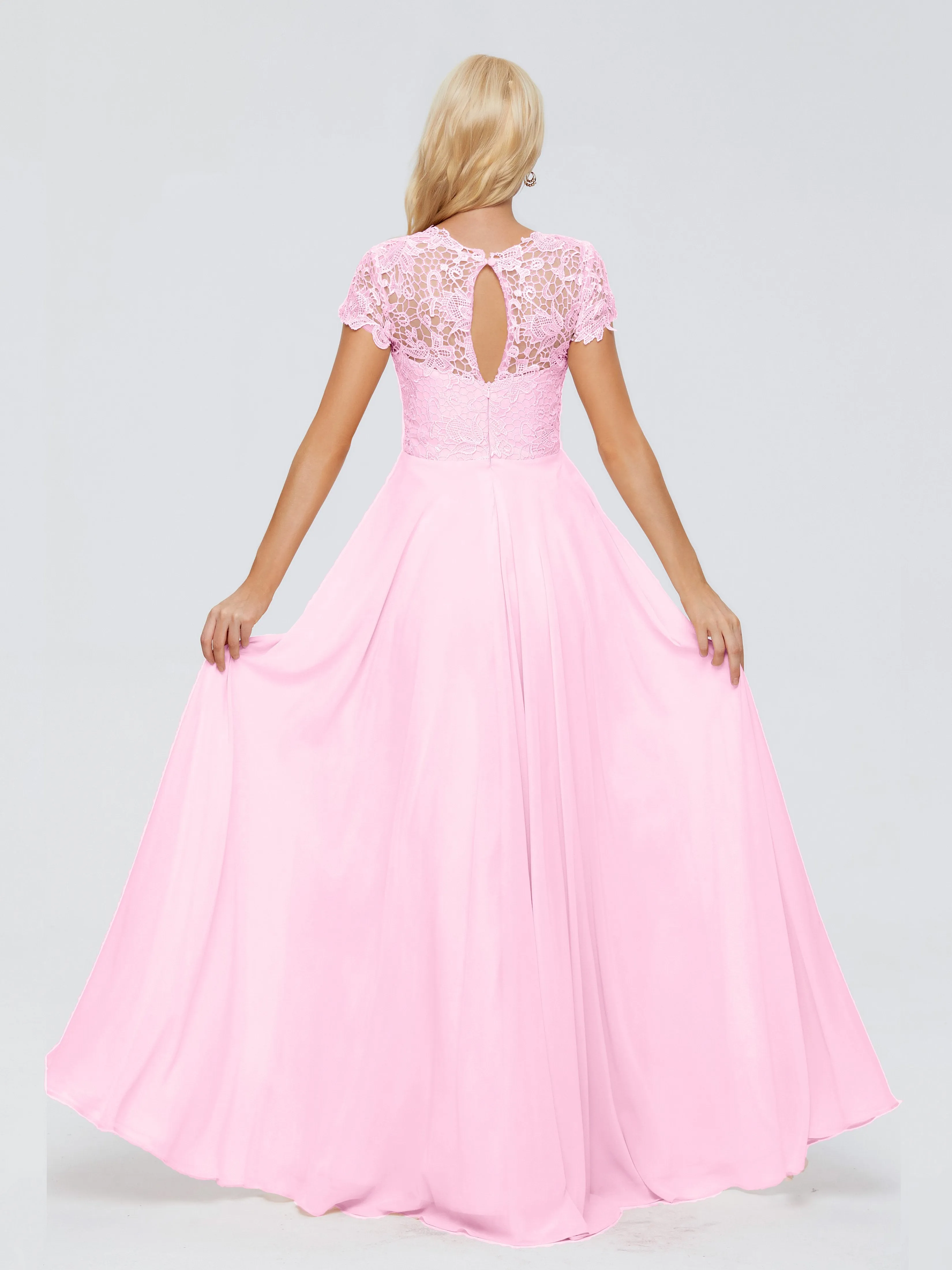 Rose Charming Scoop Chiffon Bridesmaid Dresses