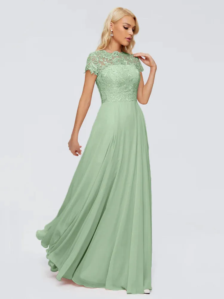 Rose Charming Scoop Chiffon Bridesmaid Dresses