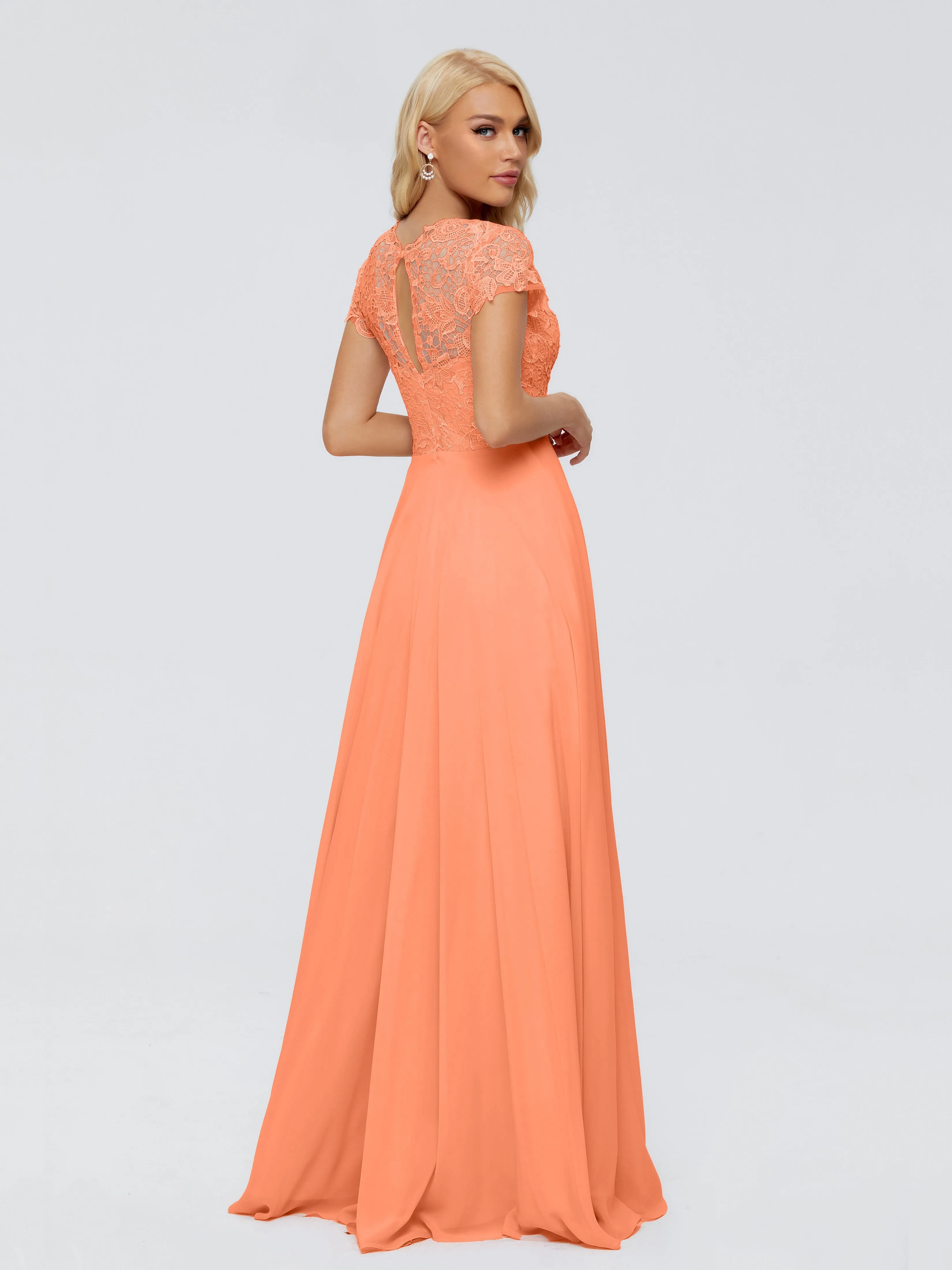 Rose Charming Scoop Chiffon Bridesmaid Dresses