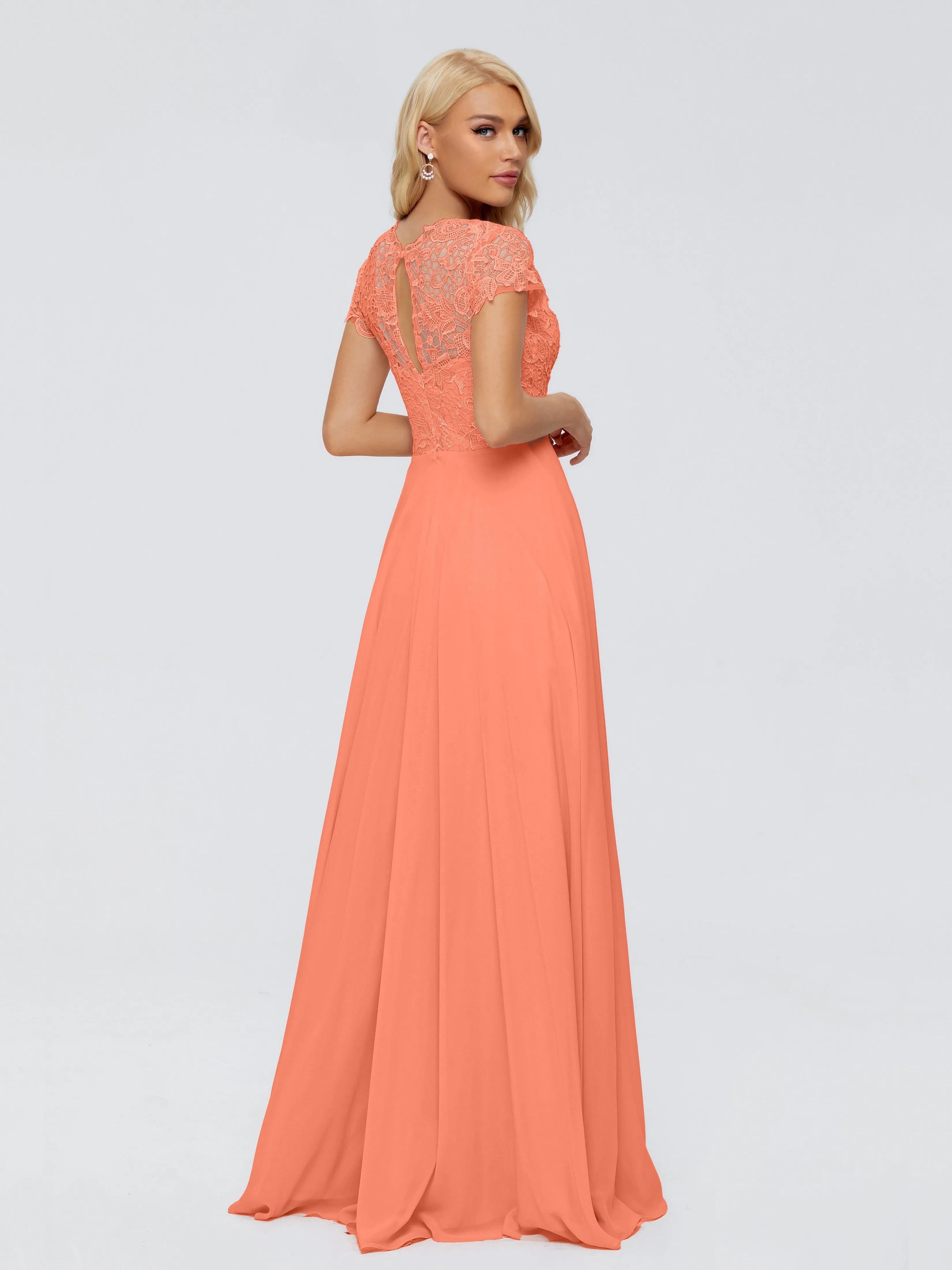 Rose Charming Scoop Chiffon Bridesmaid Dresses