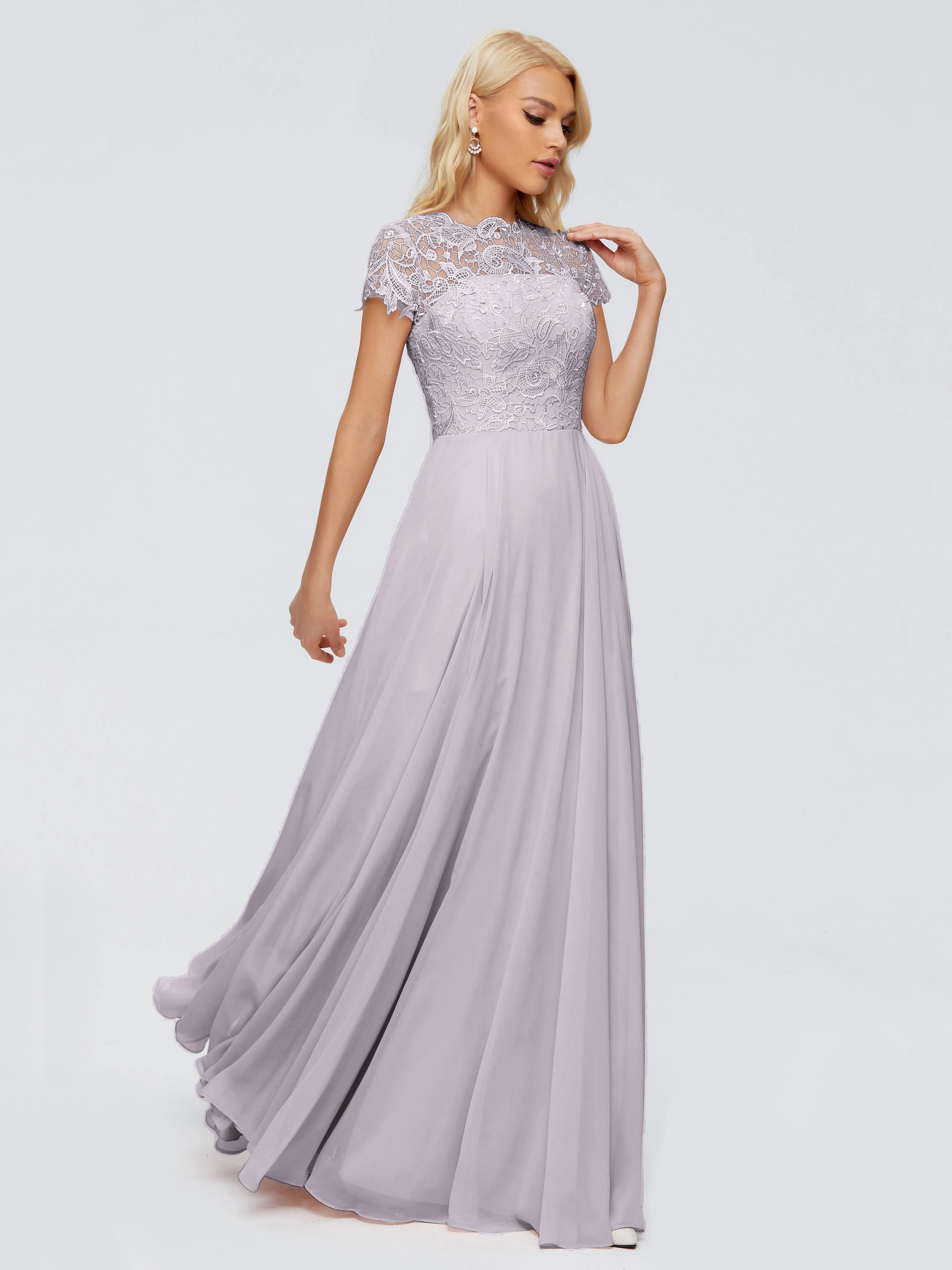 Rose Charming Scoop Chiffon Bridesmaid Dresses