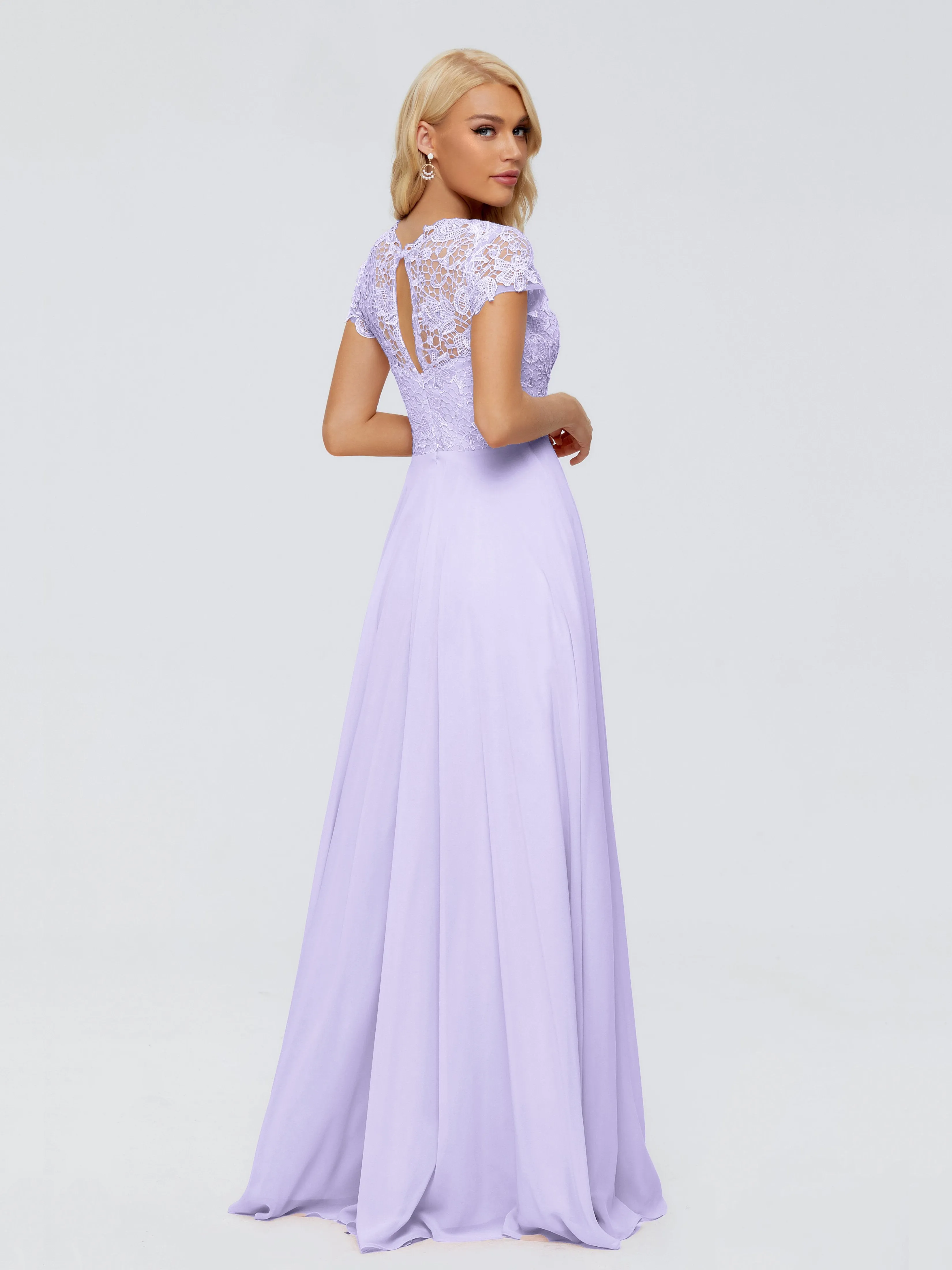 Rose Charming Scoop Chiffon Bridesmaid Dresses