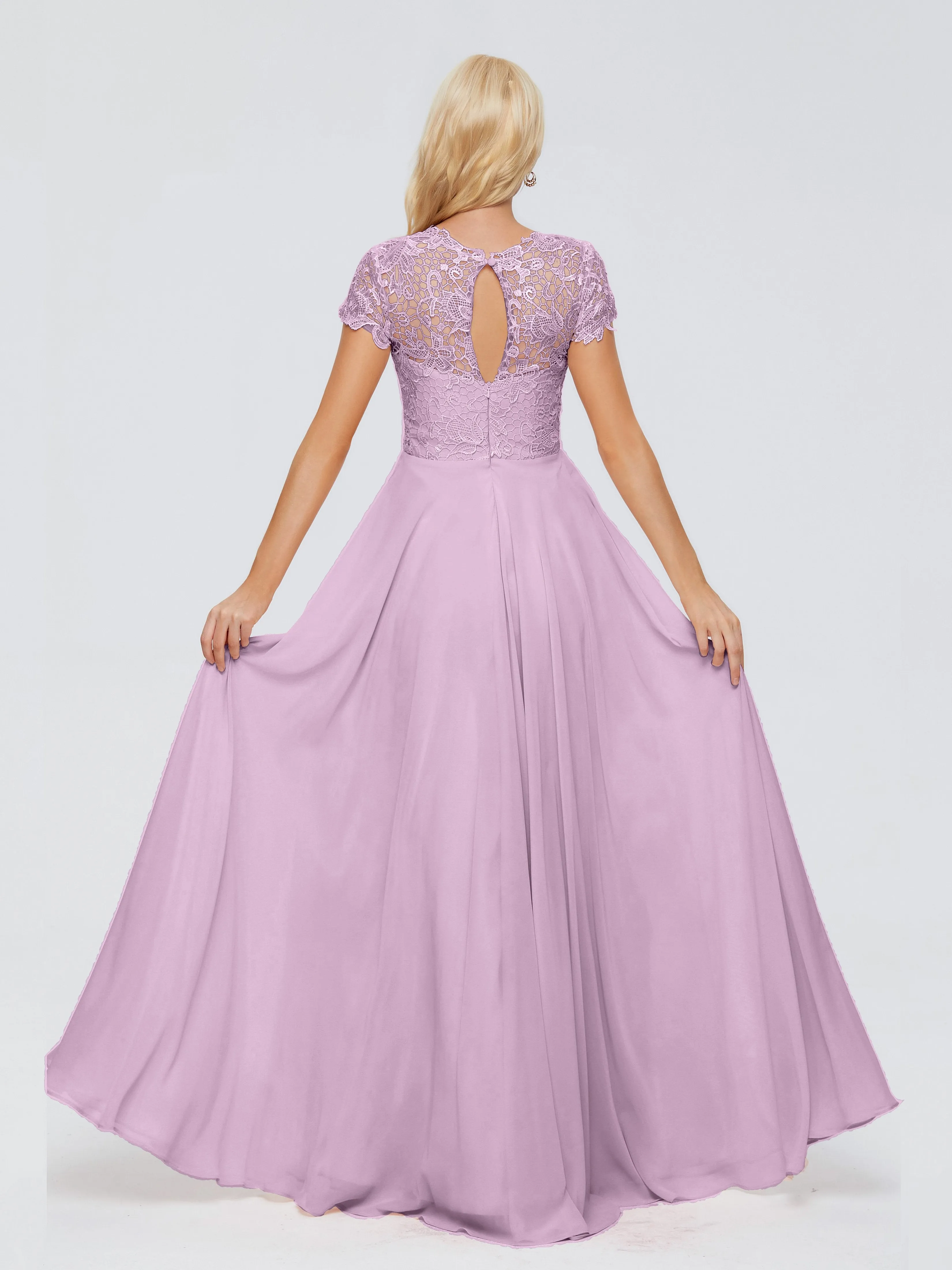 Rose Charming Scoop Chiffon Bridesmaid Dresses