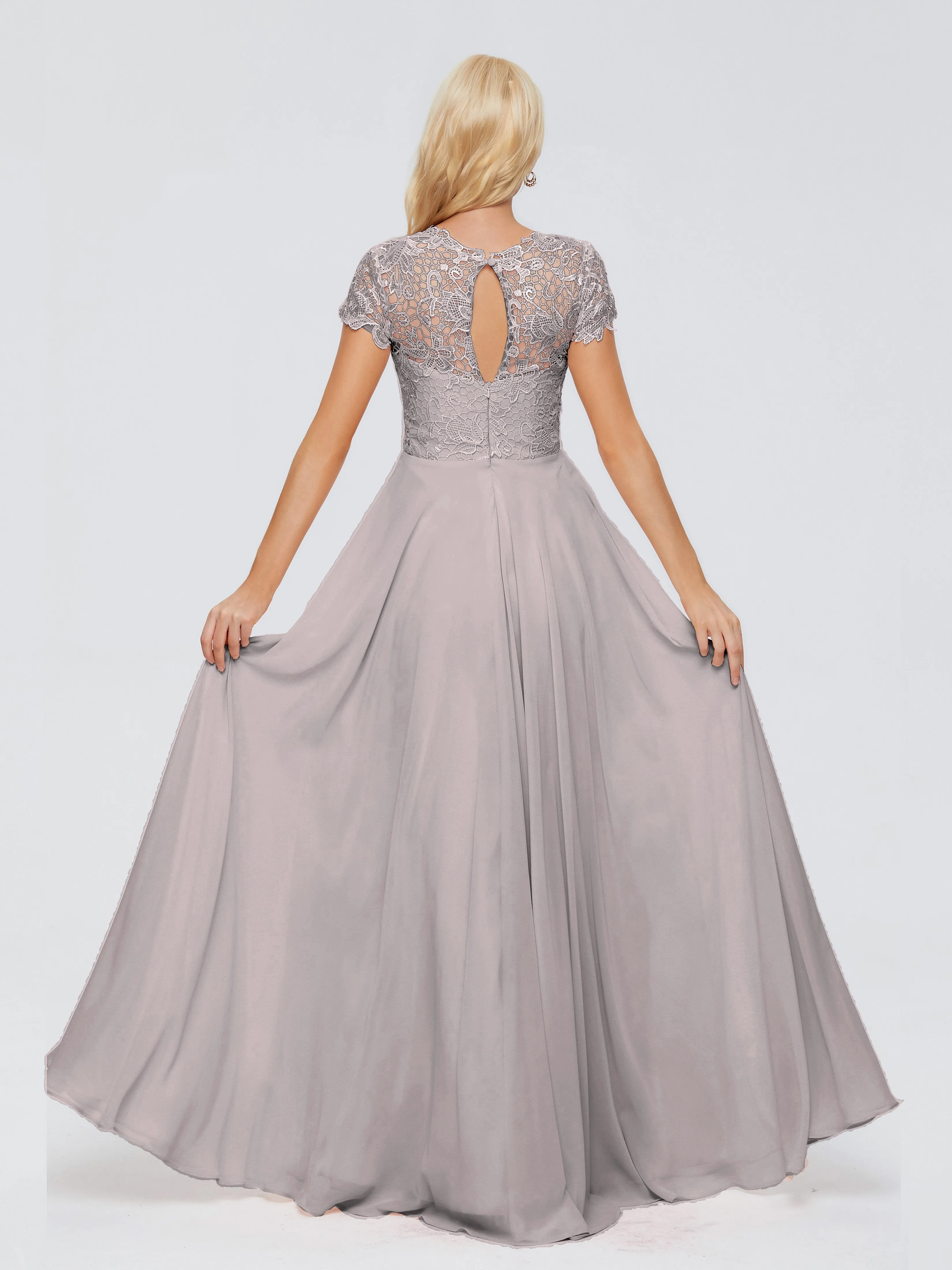 Rose Charming Scoop Chiffon Bridesmaid Dresses