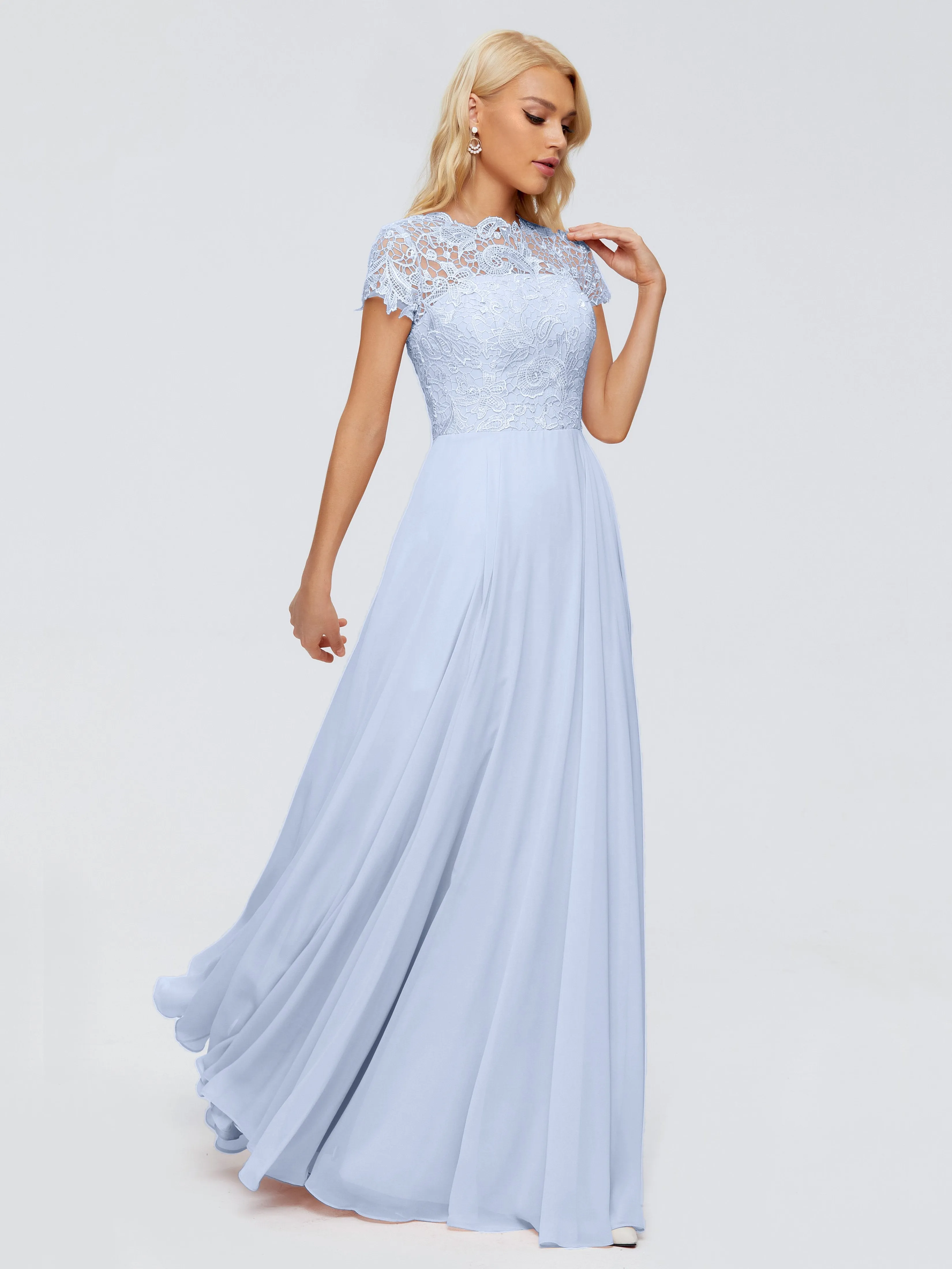 Rose Charming Scoop Chiffon Bridesmaid Dresses