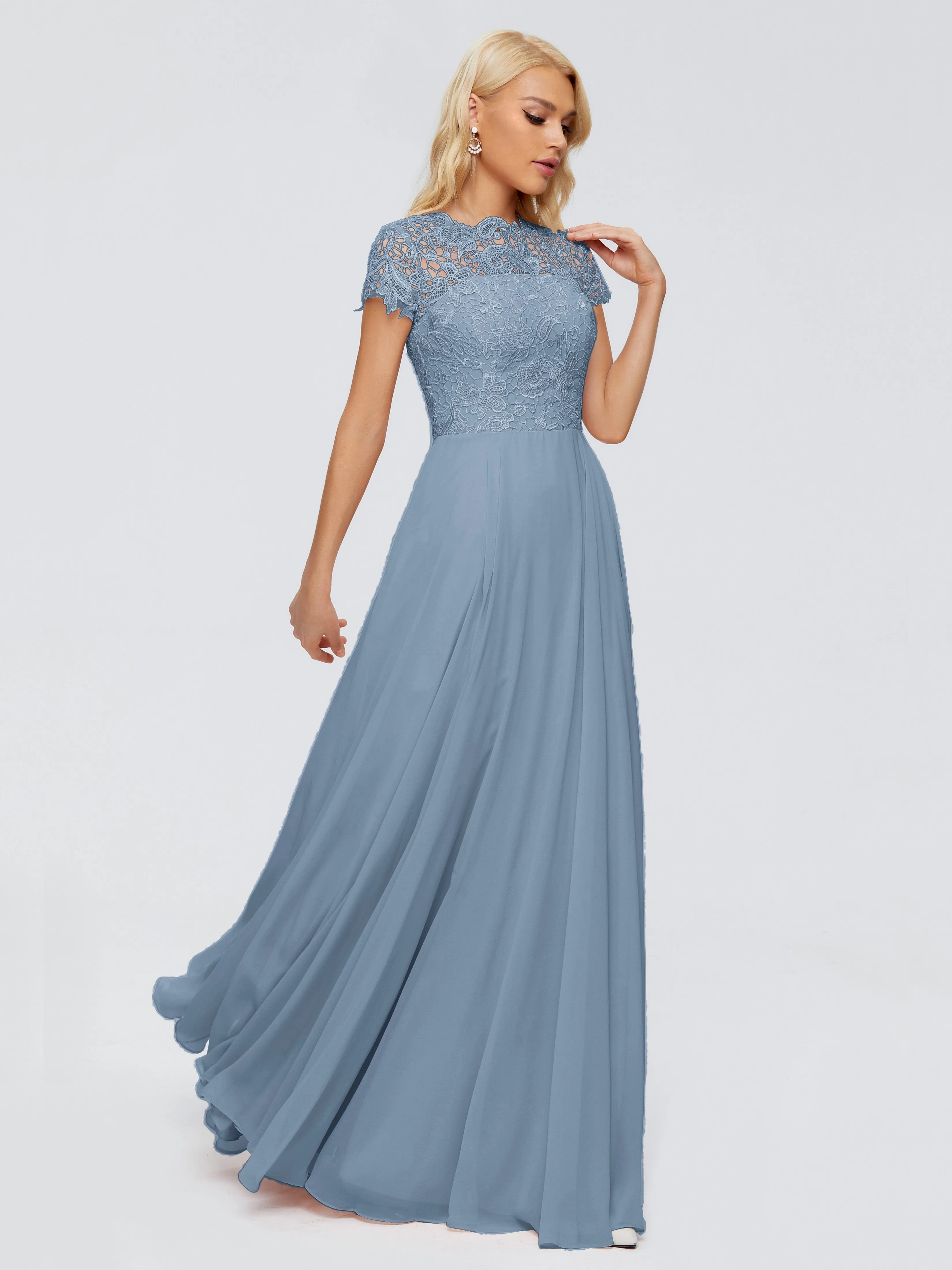 Rose Charming Scoop Chiffon Bridesmaid Dresses