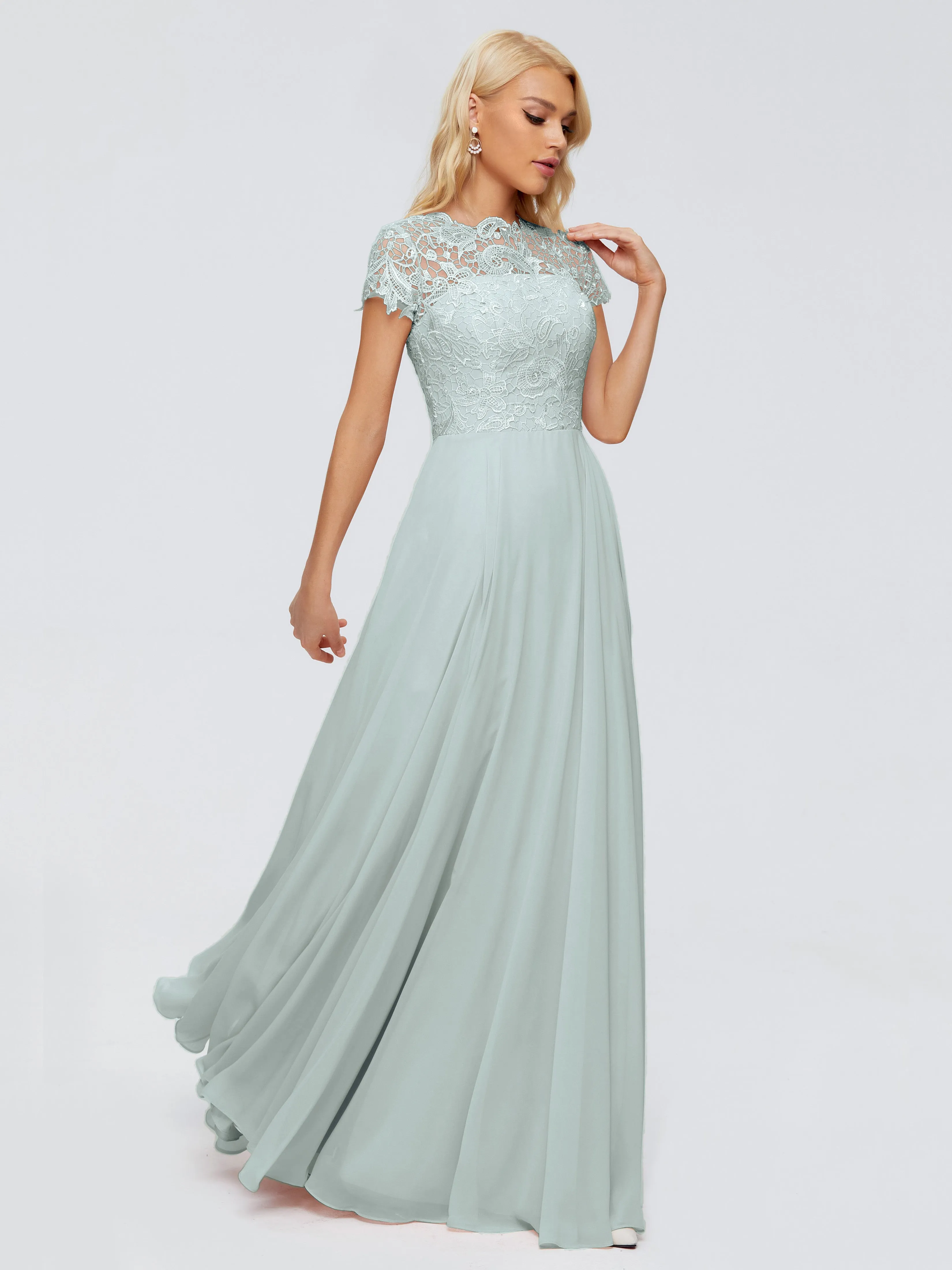 Rose Charming Scoop Chiffon Bridesmaid Dresses