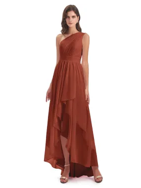 Rose Pretty Asymmetrical Chiffon Bridesmaid Dresses