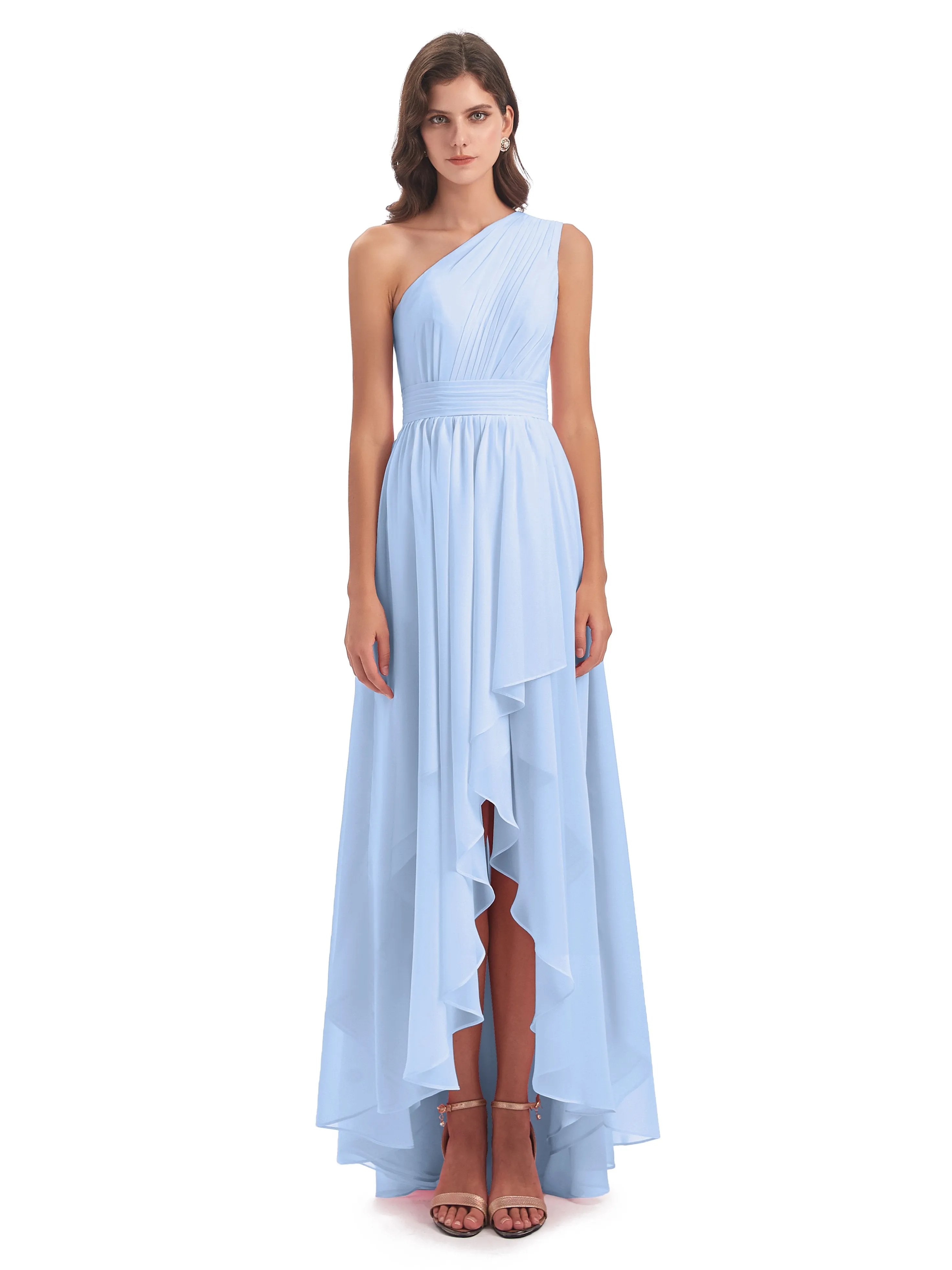 Rose Pretty Asymmetrical Chiffon Bridesmaid Dresses