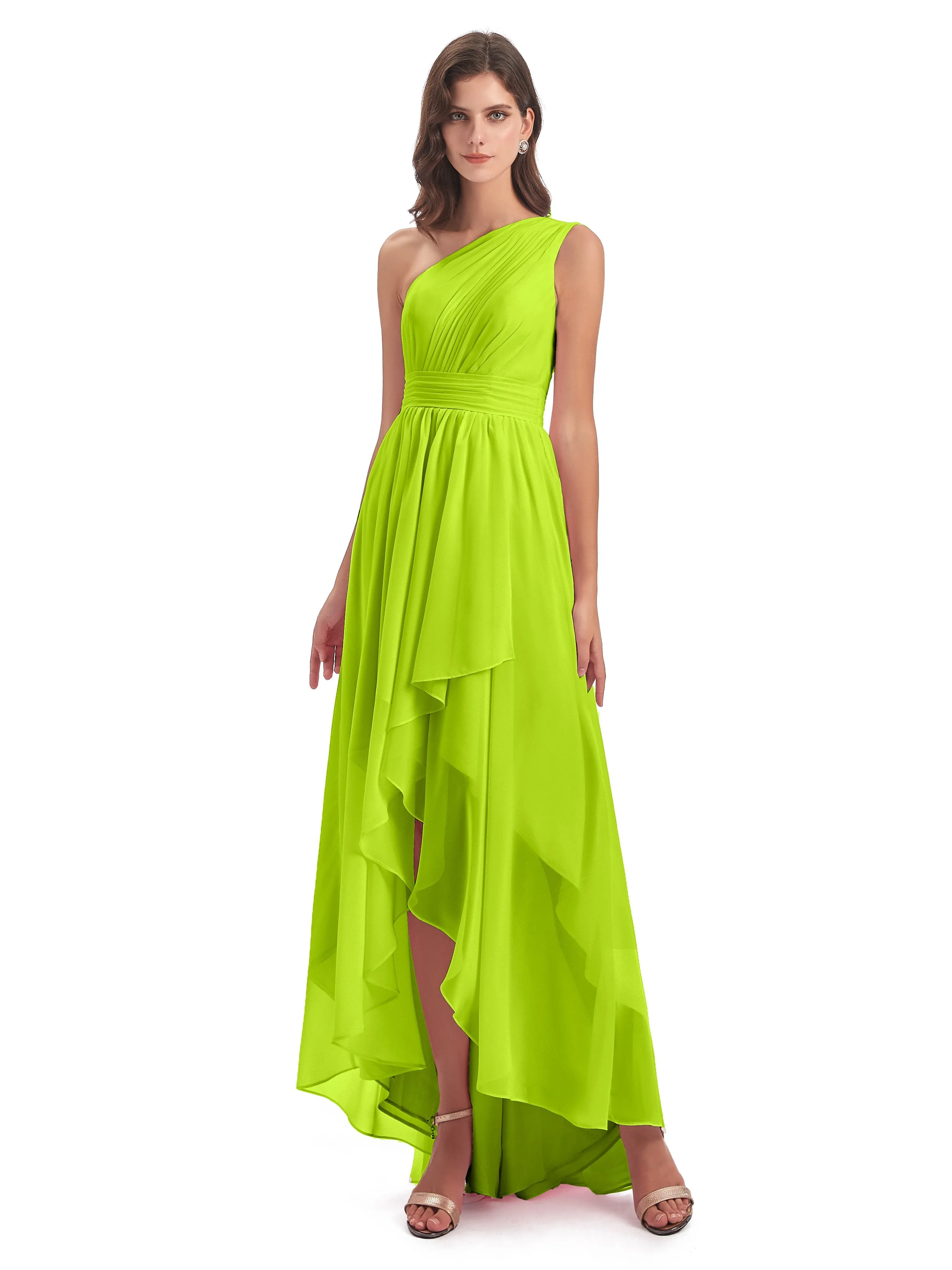 Rose Pretty Asymmetrical Chiffon Bridesmaid Dresses