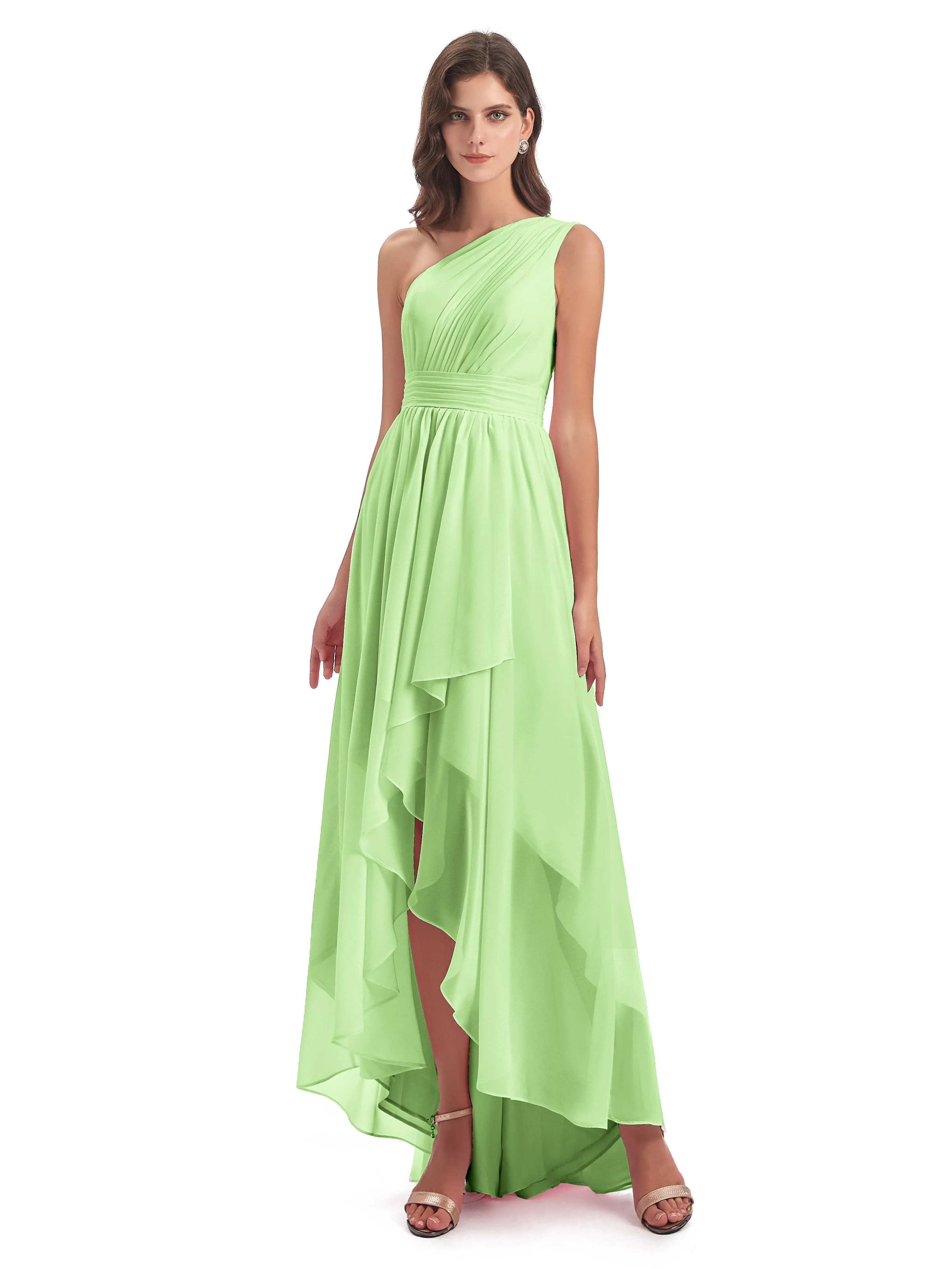 Rose Pretty Asymmetrical Chiffon Bridesmaid Dresses