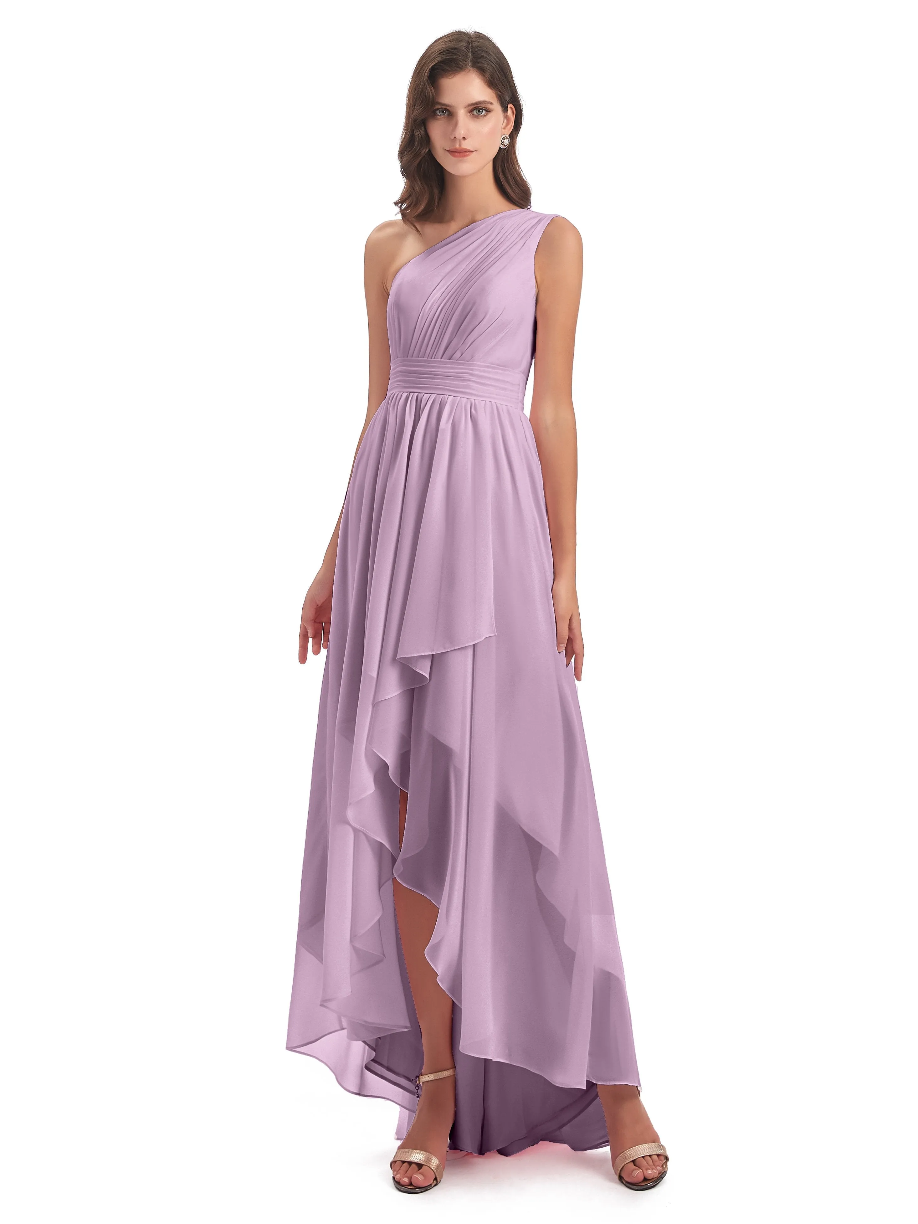 Rose Pretty Asymmetrical Chiffon Bridesmaid Dresses