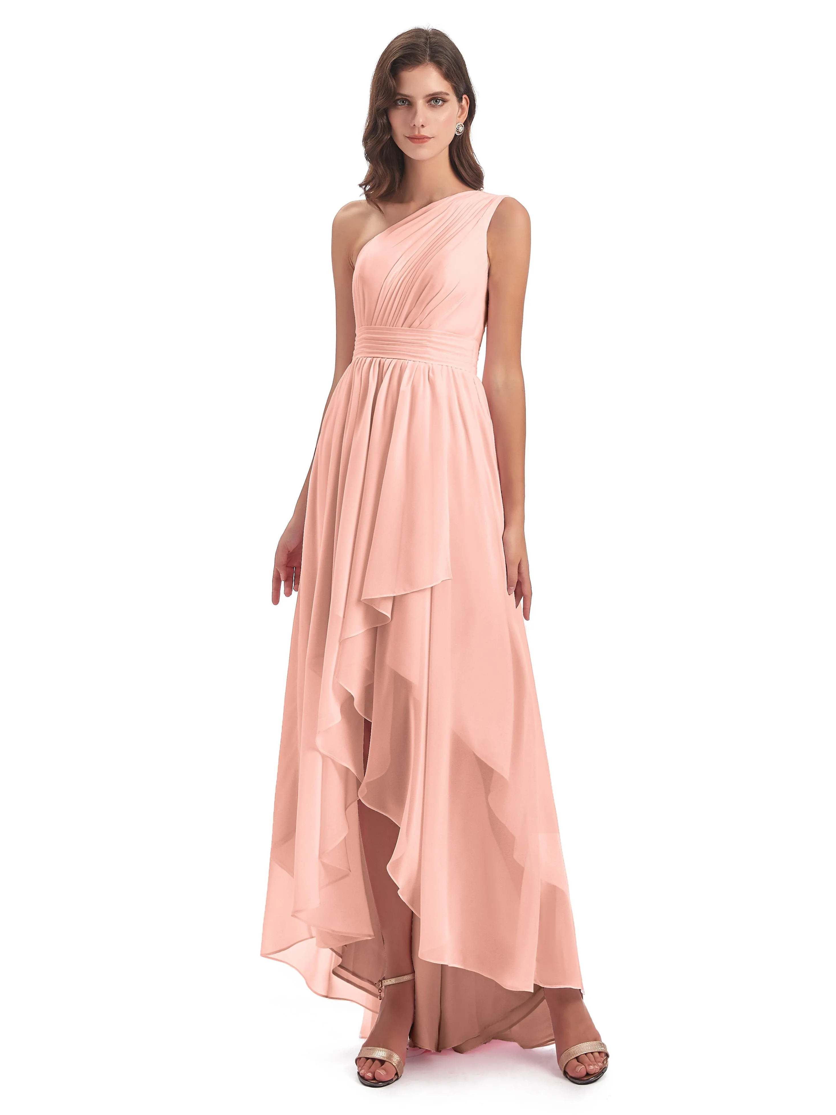 Rose Pretty Asymmetrical Chiffon Bridesmaid Dresses