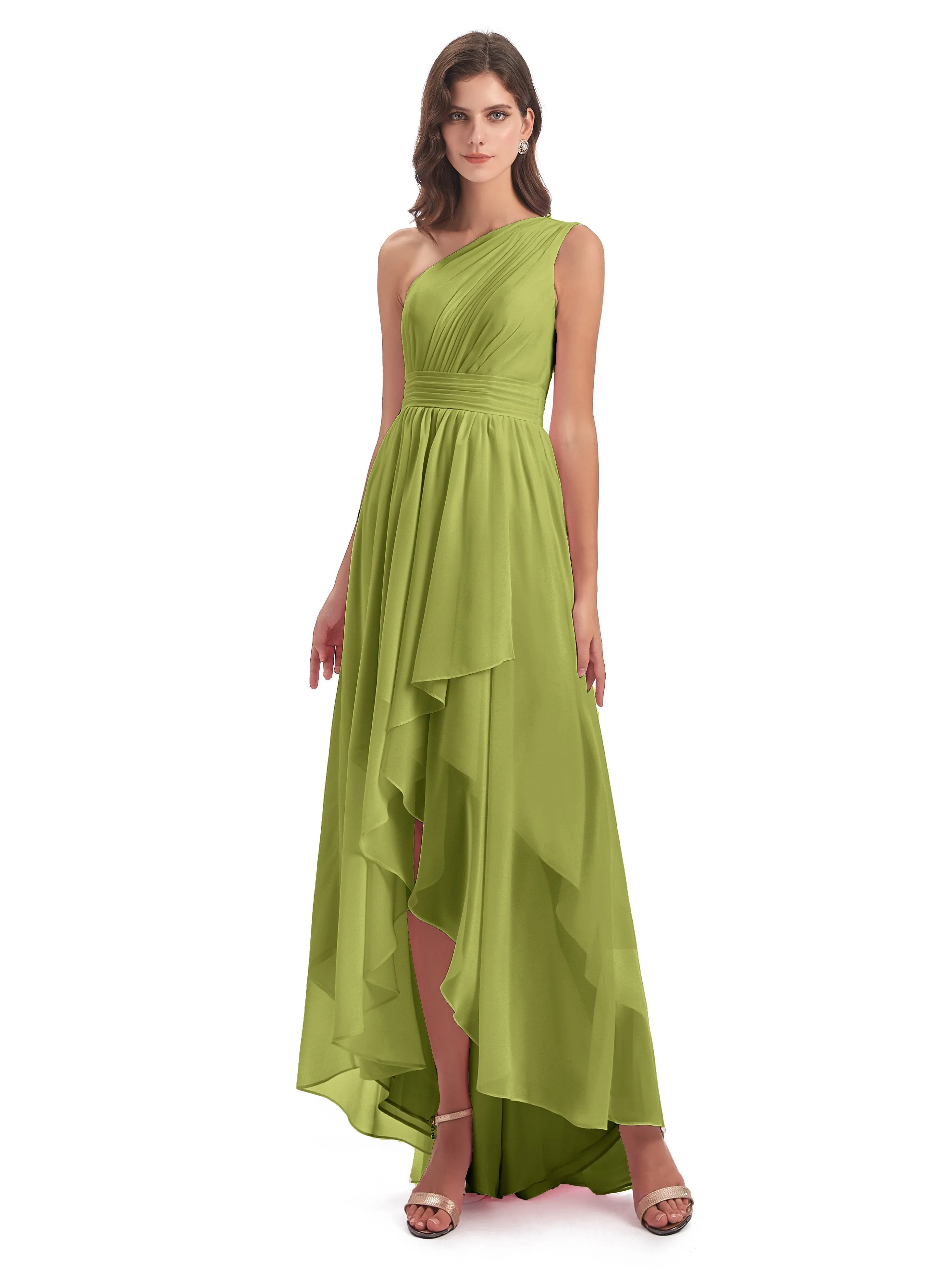 Rose Pretty Asymmetrical Chiffon Bridesmaid Dresses