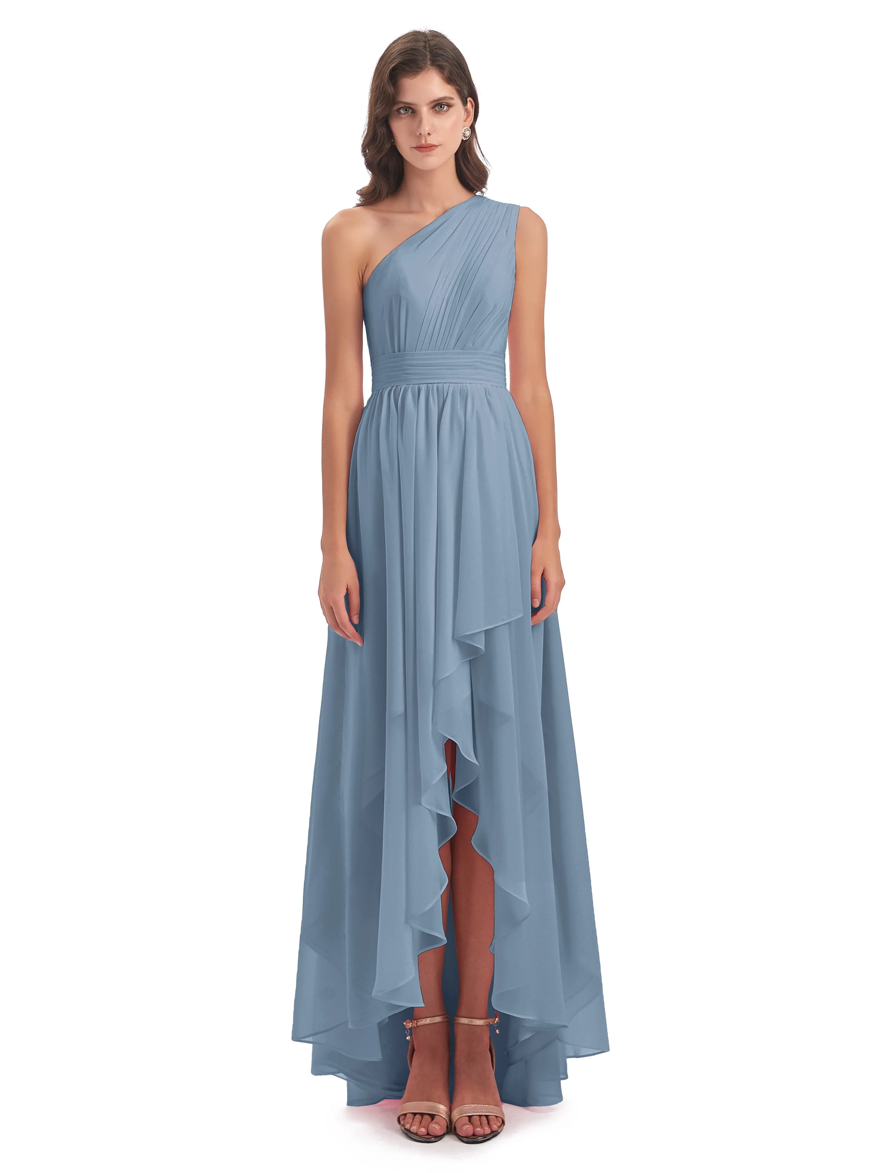 Rose Pretty Asymmetrical Chiffon Bridesmaid Dresses