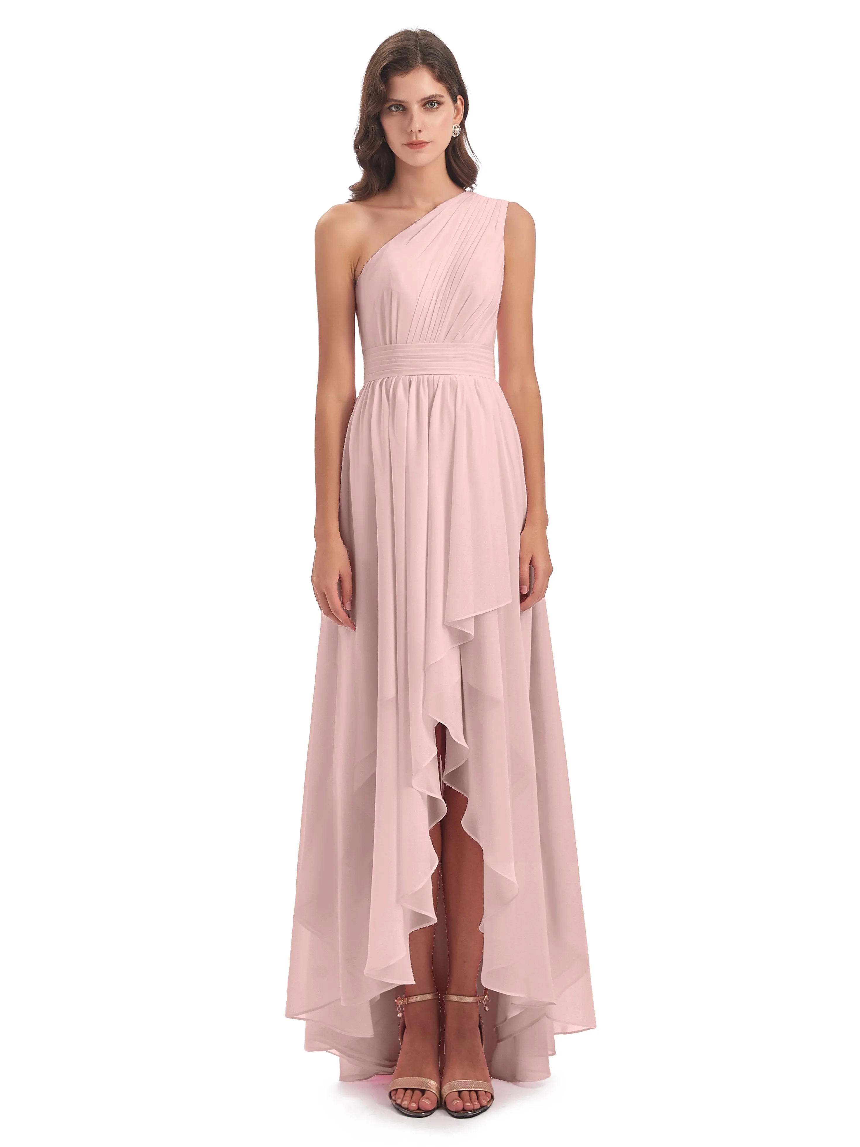 Rose Pretty Asymmetrical Chiffon Bridesmaid Dresses