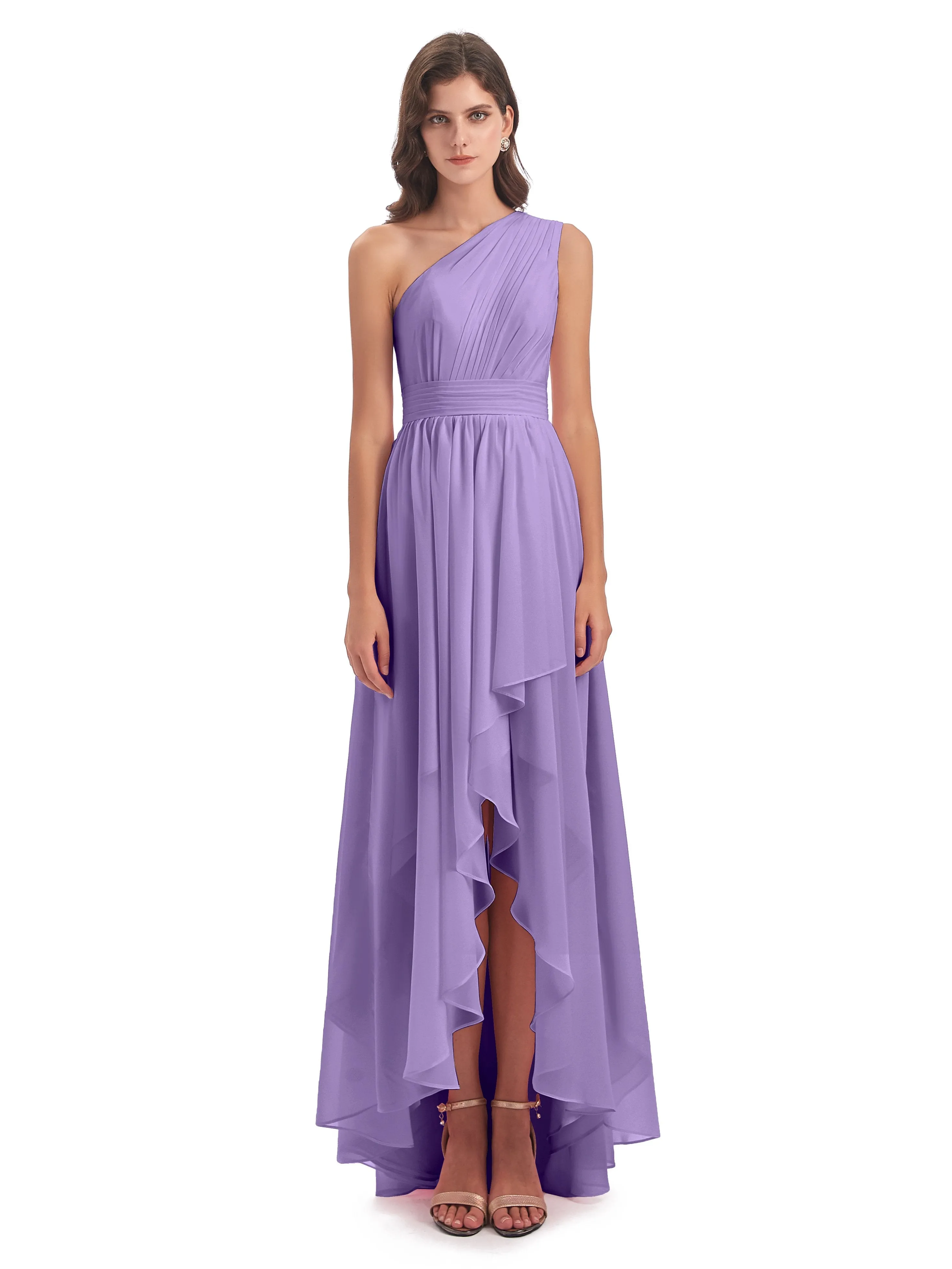 Rose Pretty Asymmetrical Chiffon Bridesmaid Dresses