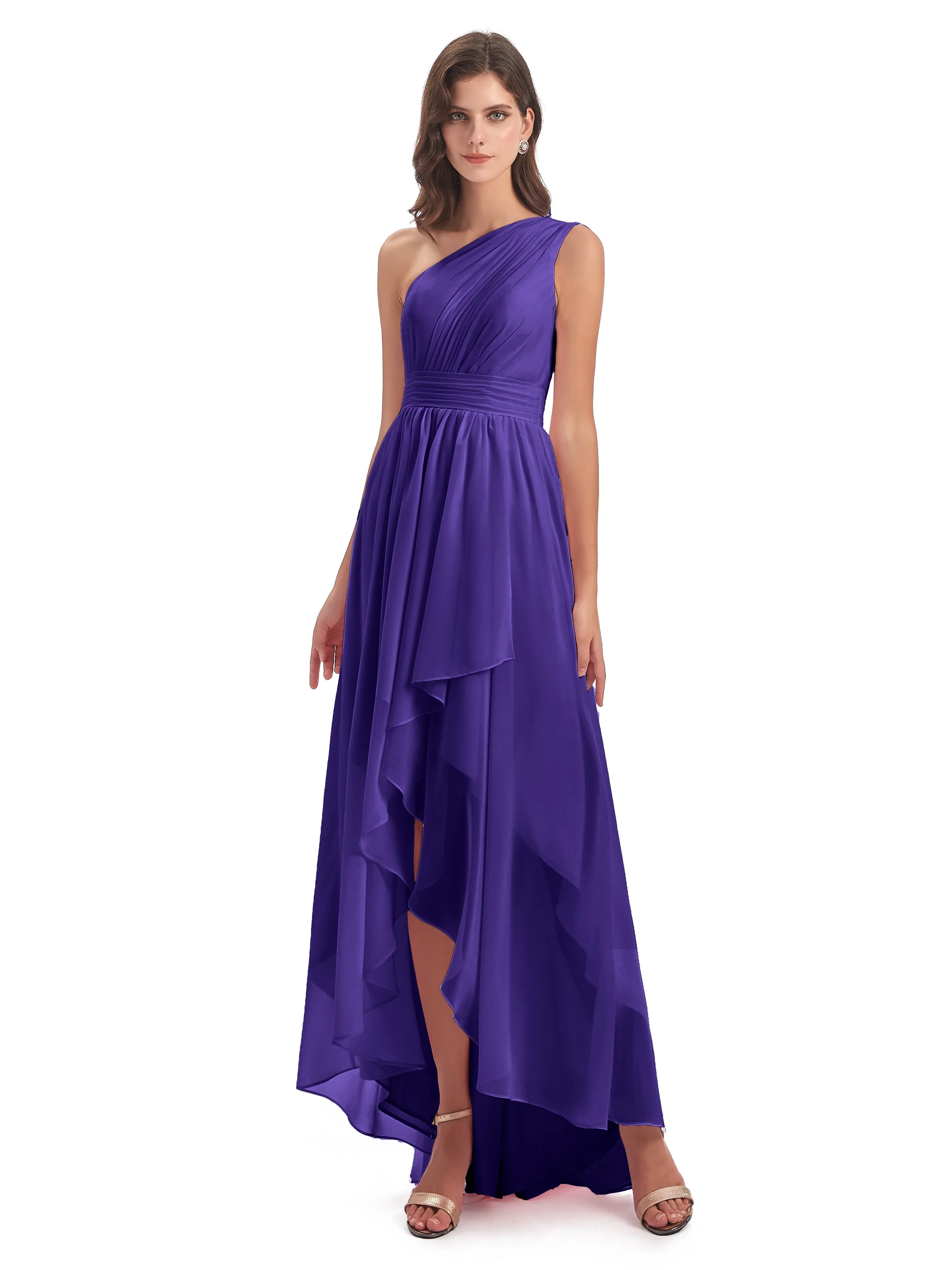 Rose Pretty Asymmetrical Chiffon Bridesmaid Dresses