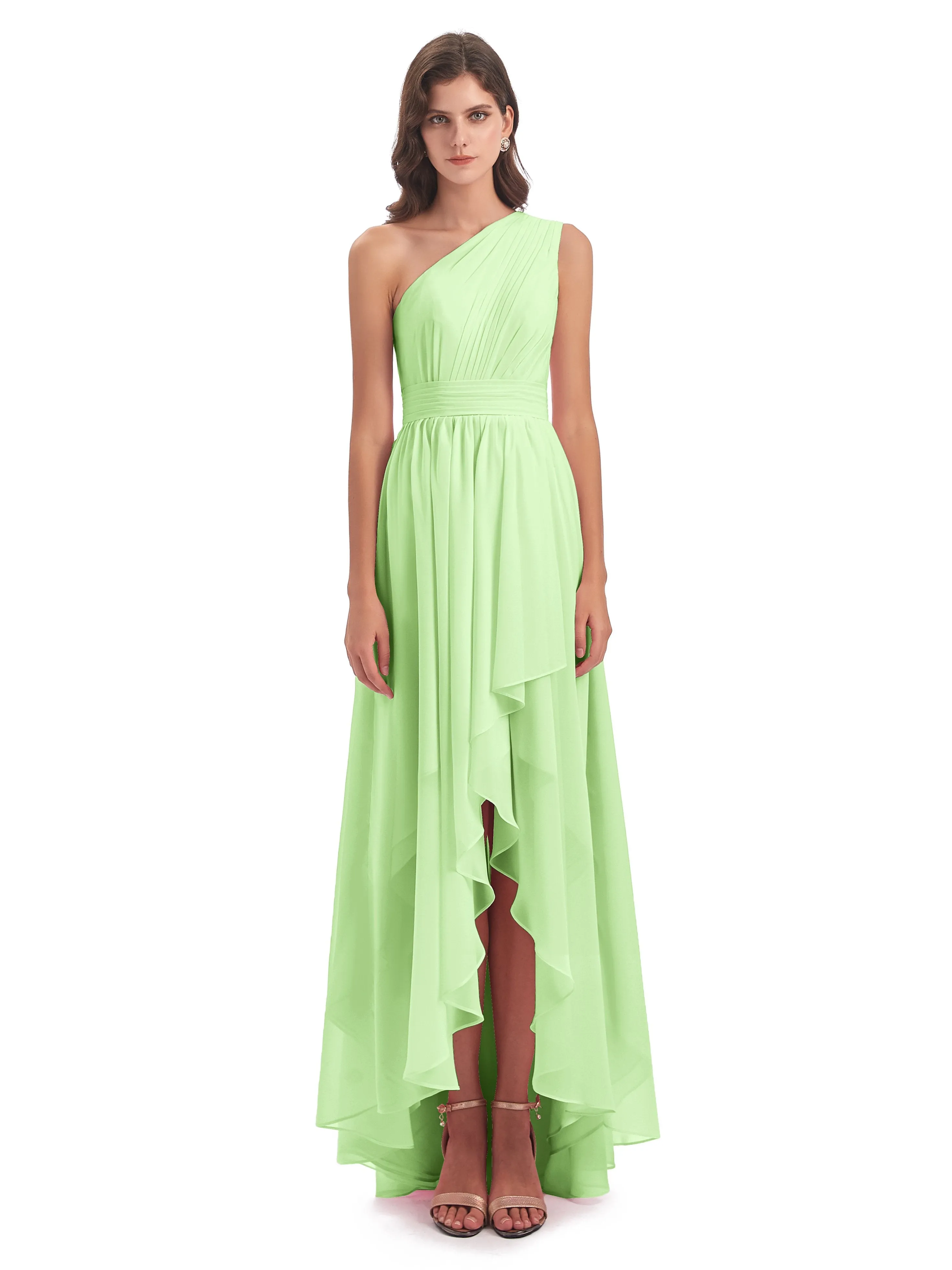 Rose Pretty Asymmetrical Chiffon Bridesmaid Dresses