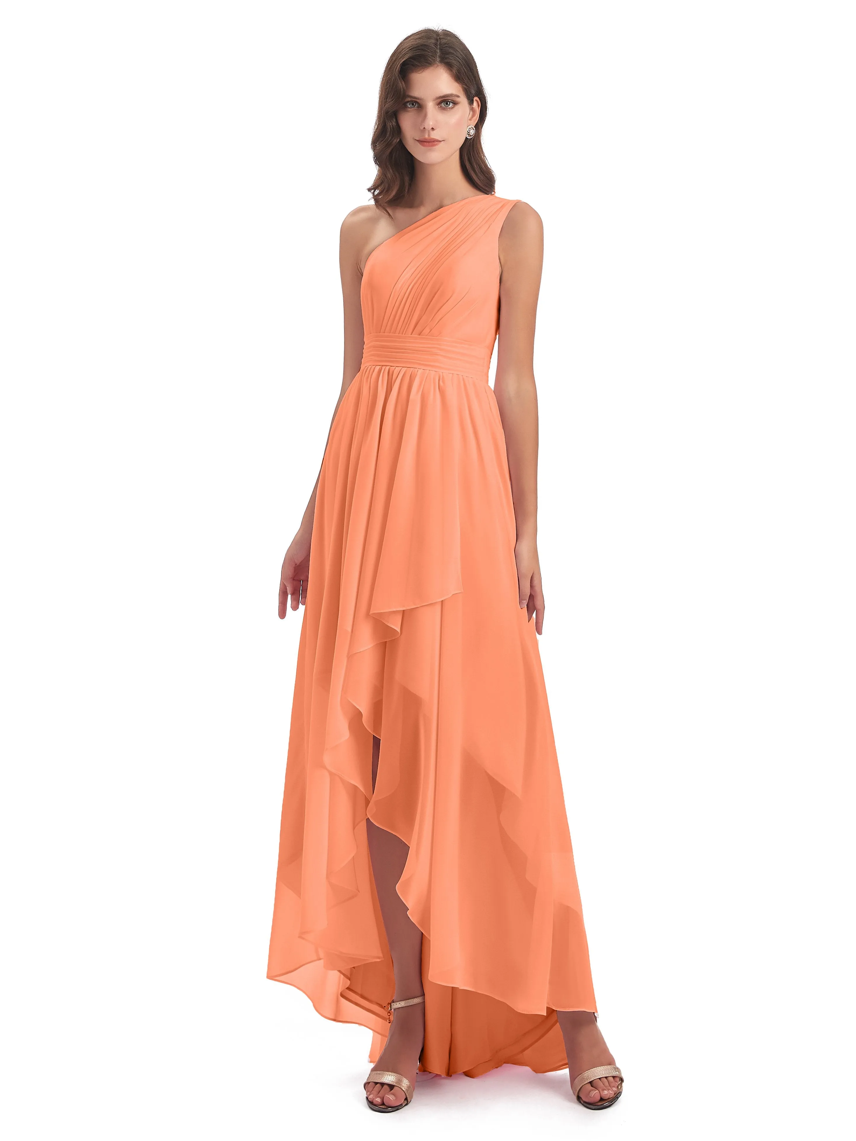 Rose Pretty Asymmetrical Chiffon Bridesmaid Dresses