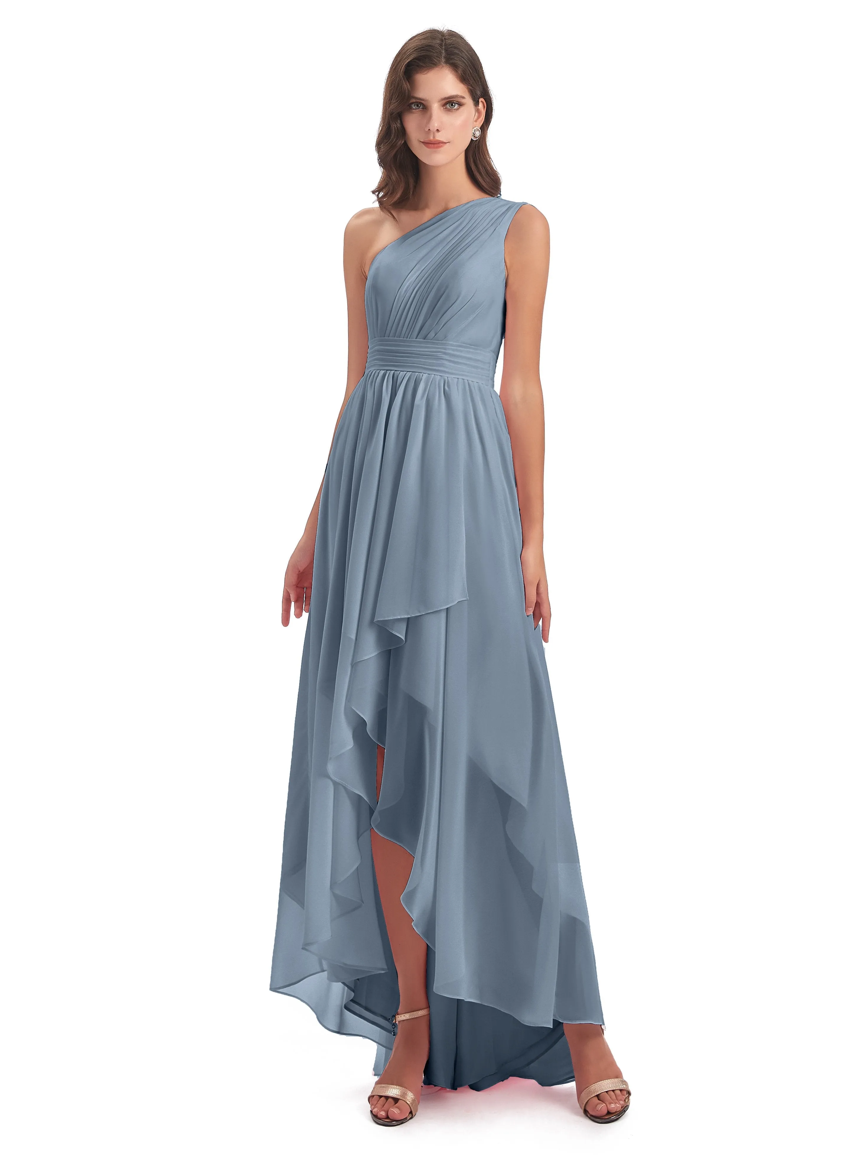 Rose Pretty Asymmetrical Chiffon Bridesmaid Dresses