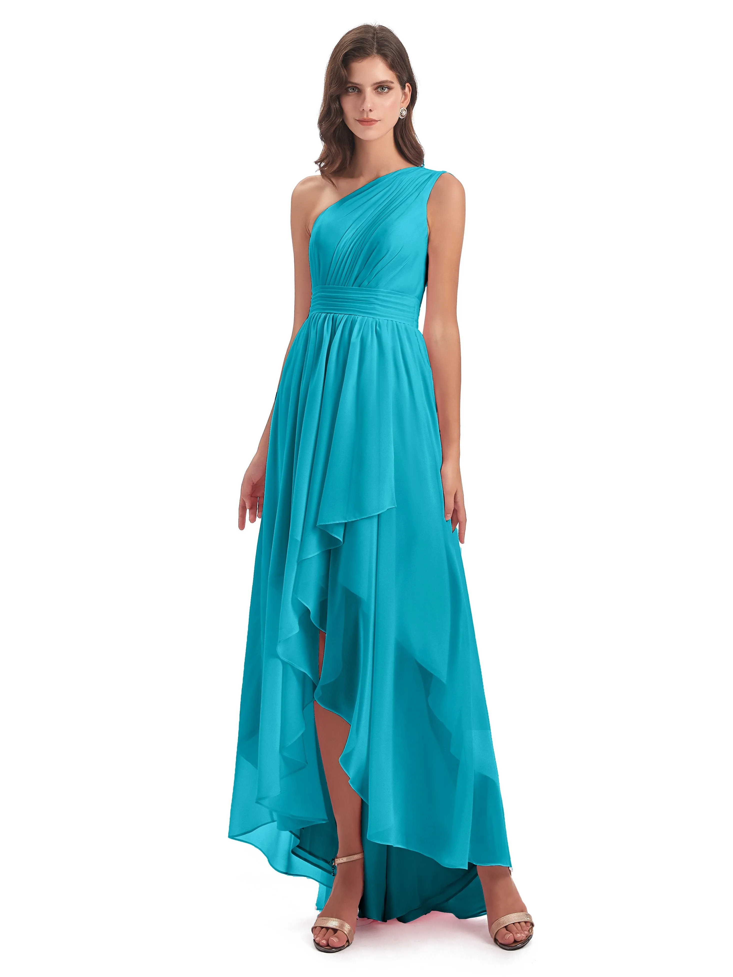 Rose Pretty Asymmetrical Chiffon Bridesmaid Dresses