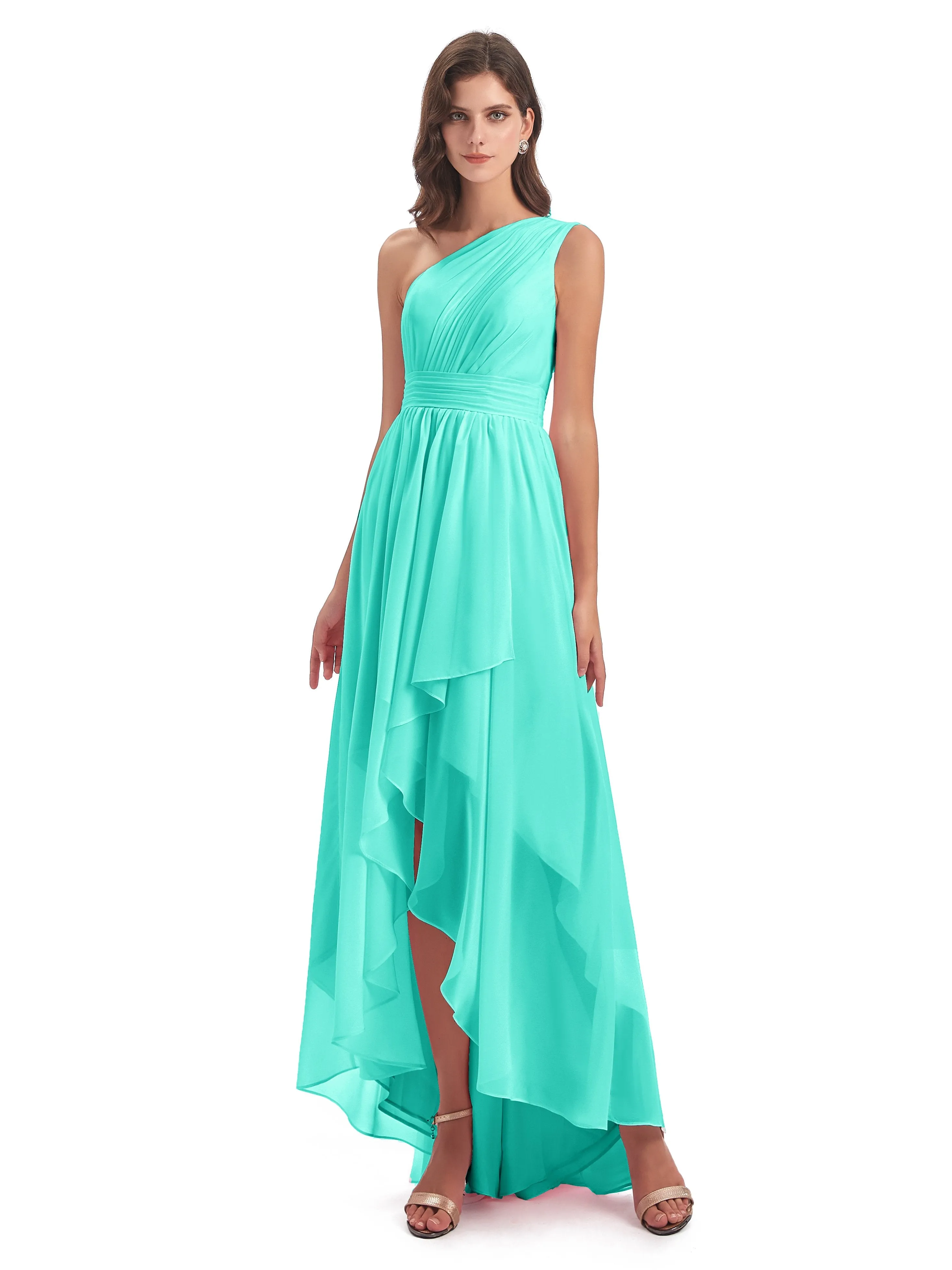 Rose Pretty Asymmetrical Chiffon Bridesmaid Dresses