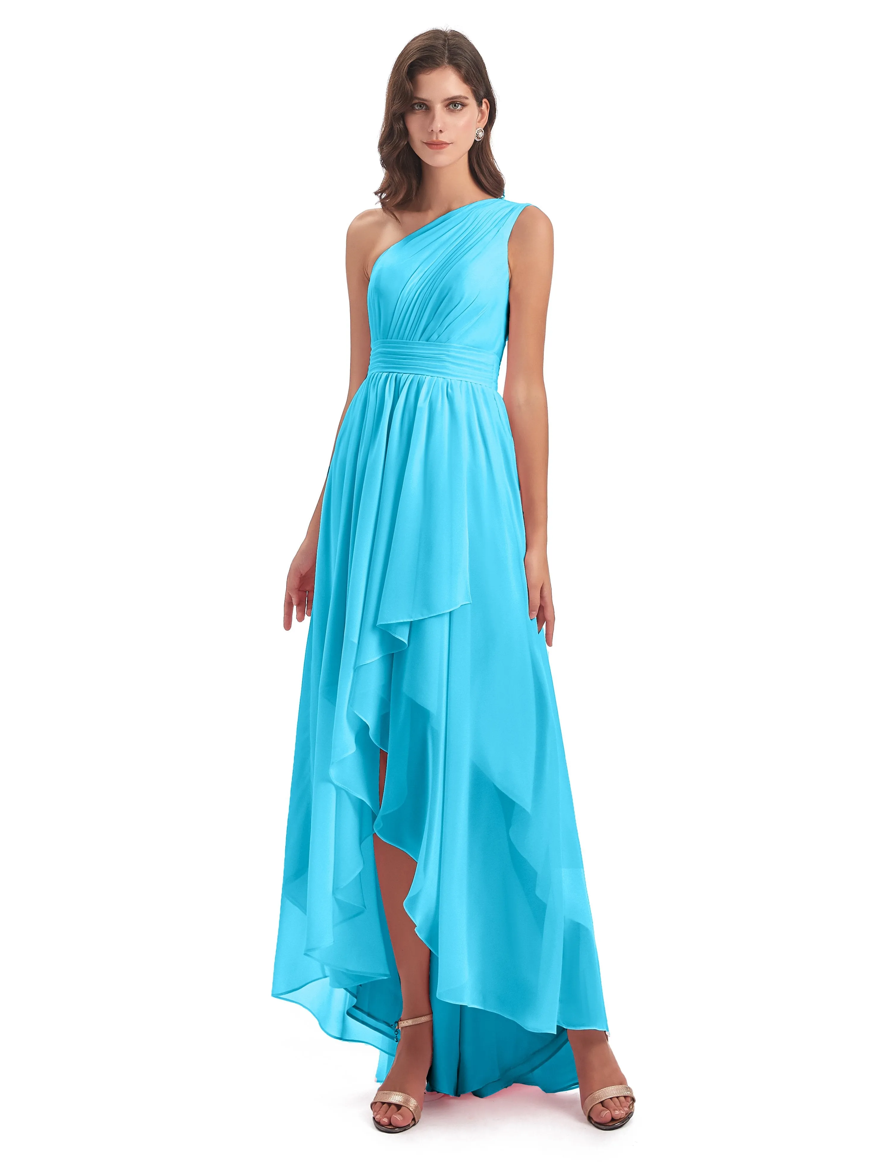 Rose Pretty Asymmetrical Chiffon Bridesmaid Dresses