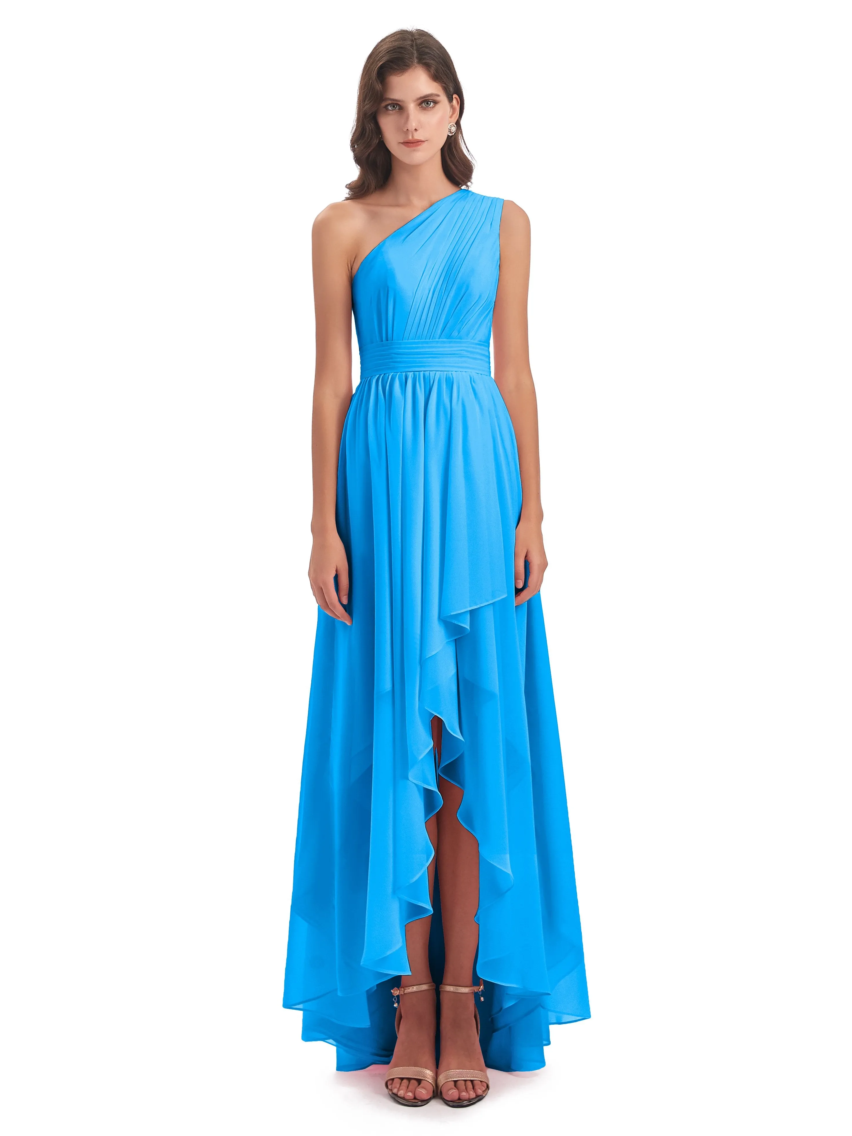 Rose Pretty Asymmetrical Chiffon Bridesmaid Dresses