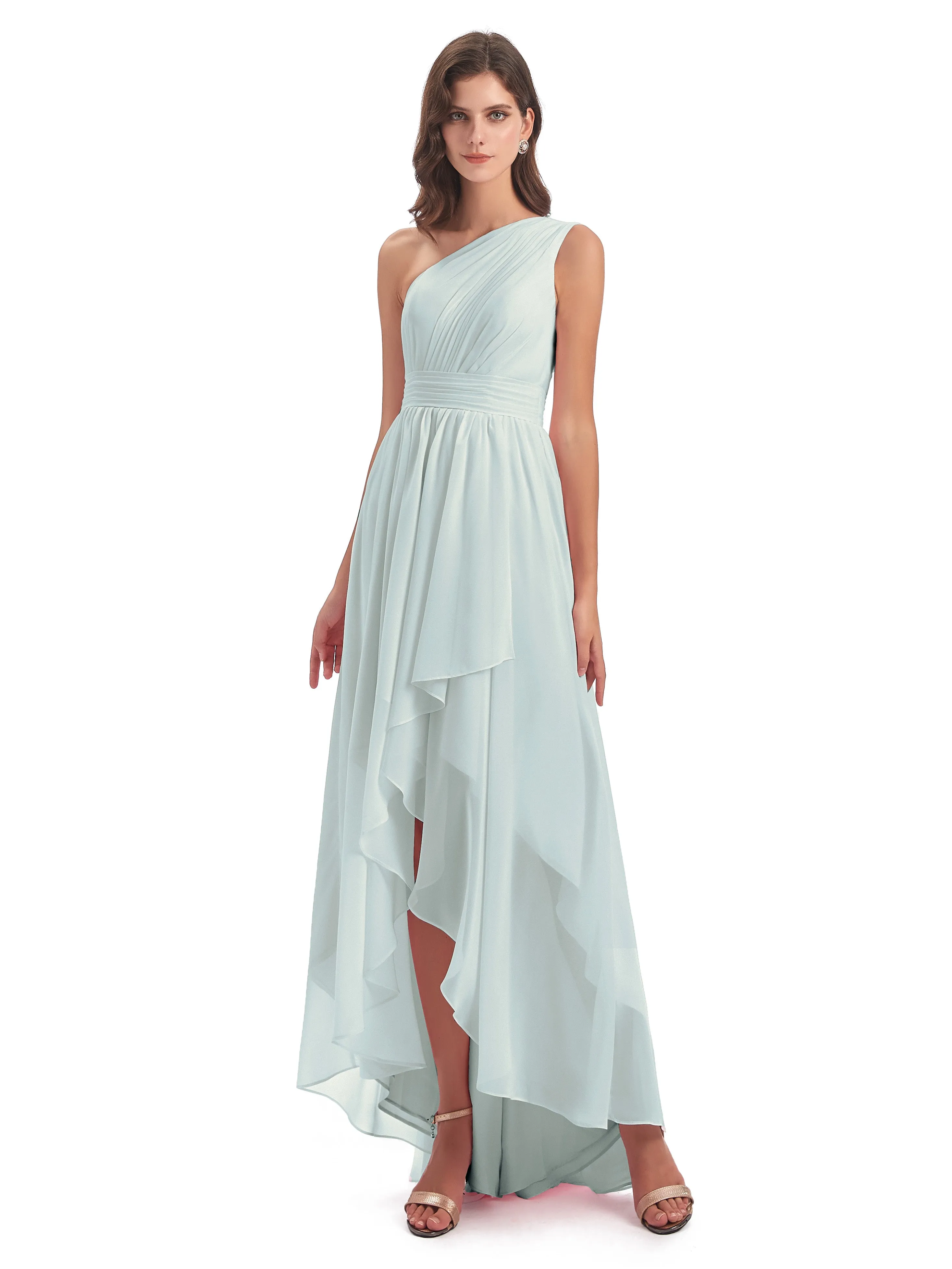 Rose Pretty Asymmetrical Chiffon Bridesmaid Dresses