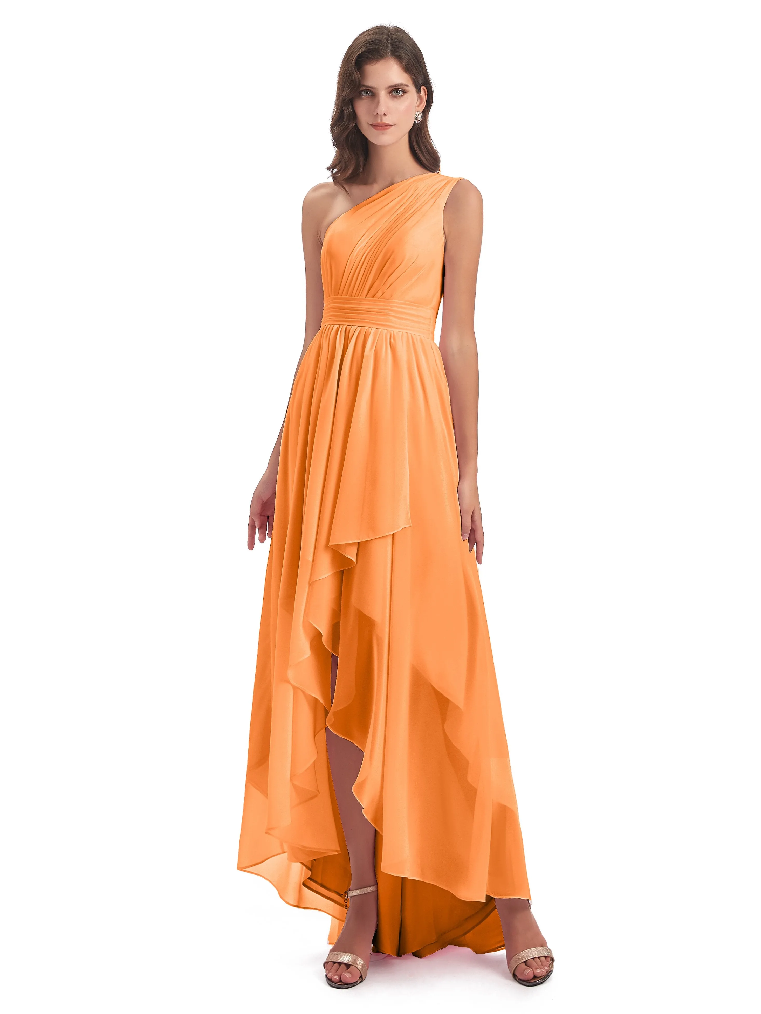 Rose Pretty Asymmetrical Chiffon Bridesmaid Dresses