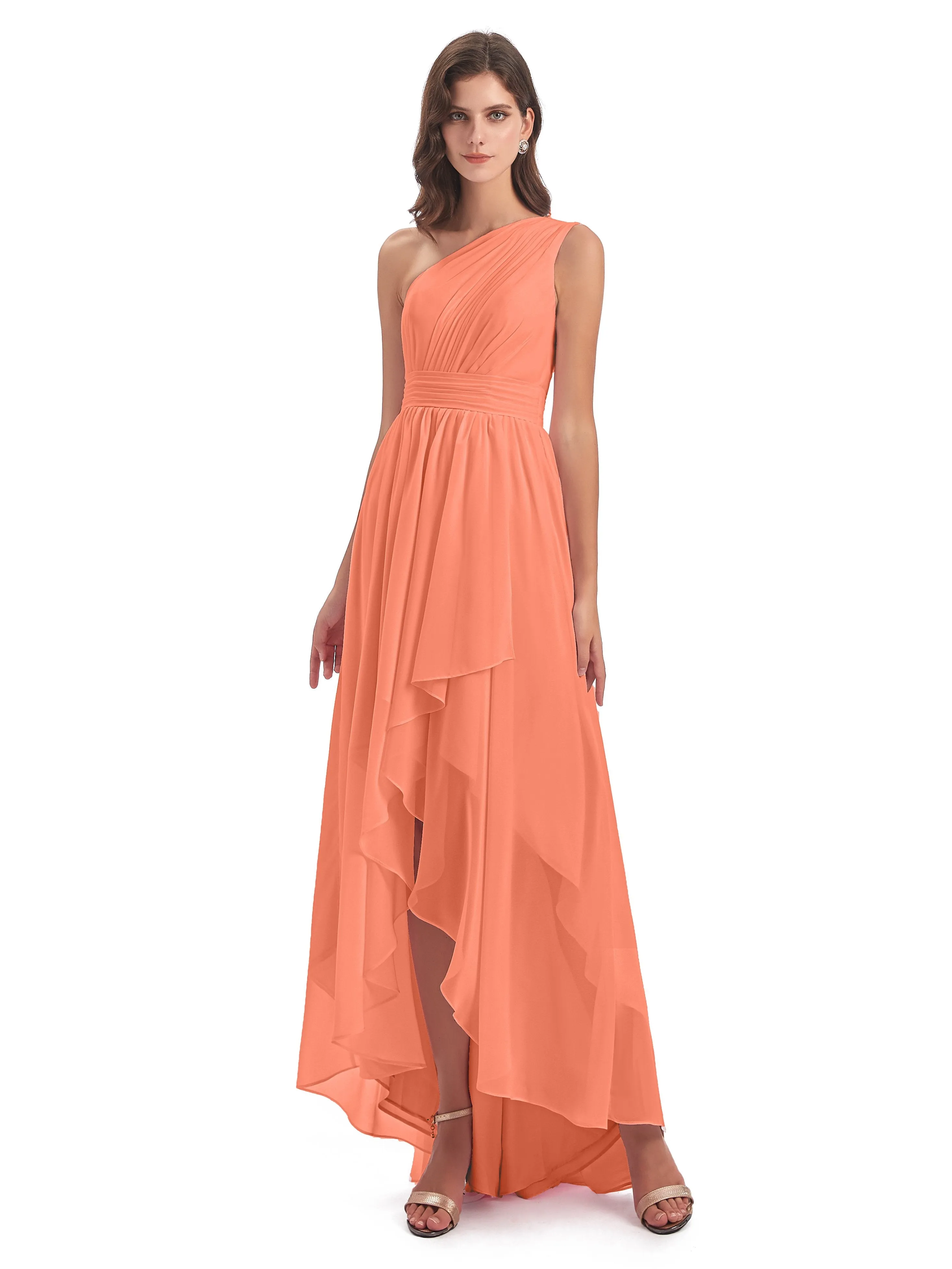 Rose Pretty Asymmetrical Chiffon Bridesmaid Dresses