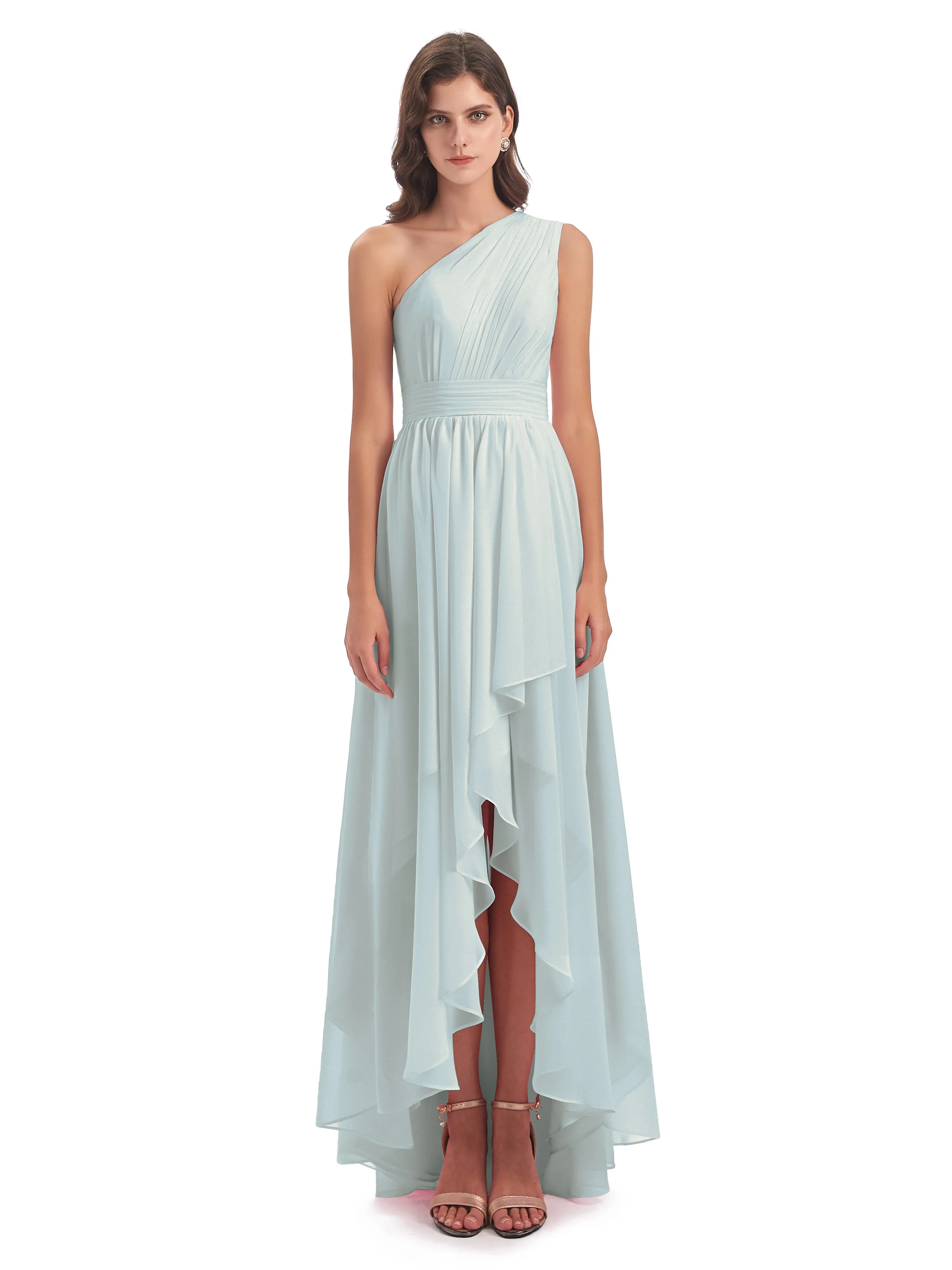 Rose Pretty Asymmetrical Chiffon Bridesmaid Dresses