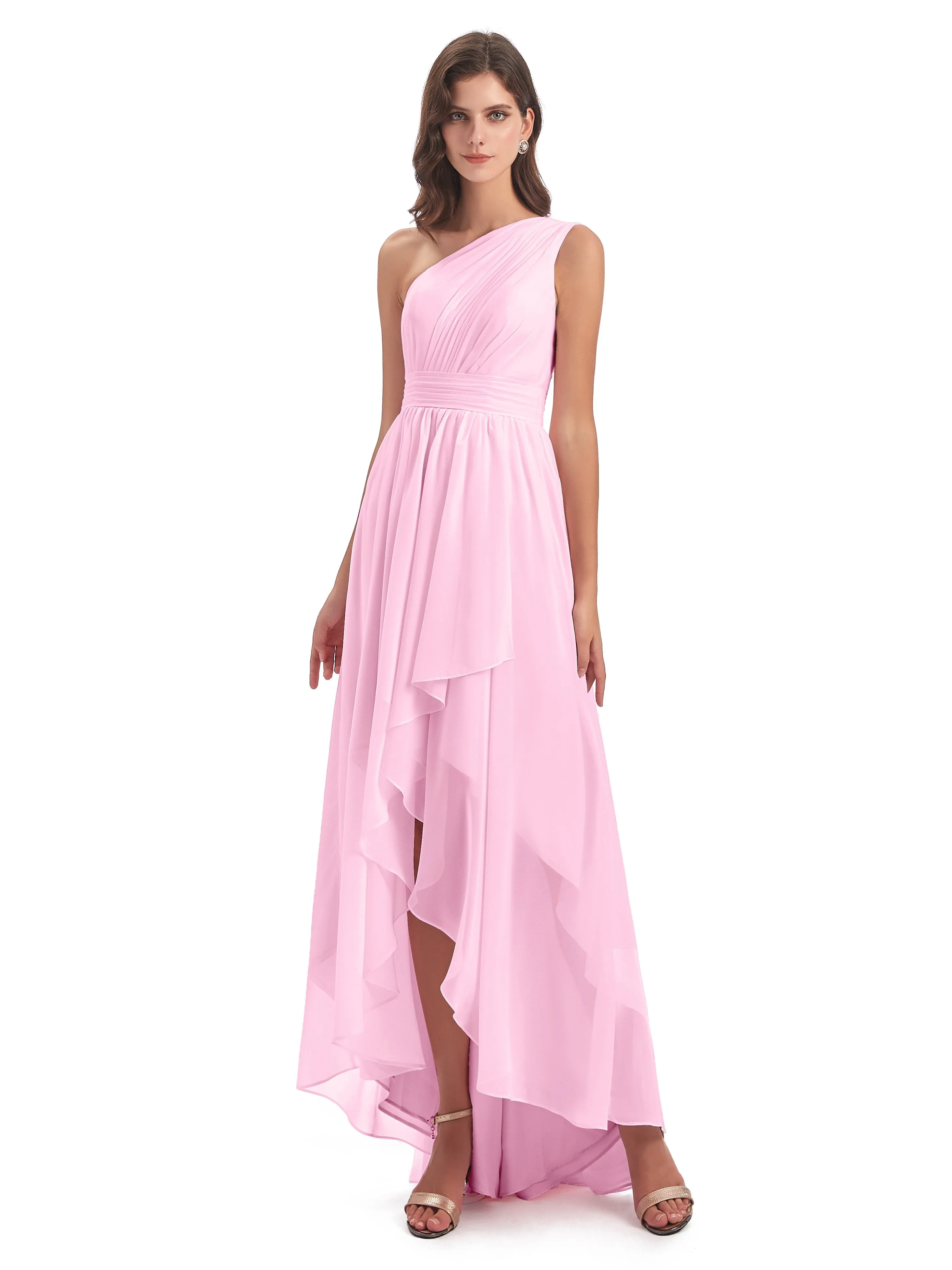 Rose Pretty Asymmetrical Chiffon Bridesmaid Dresses