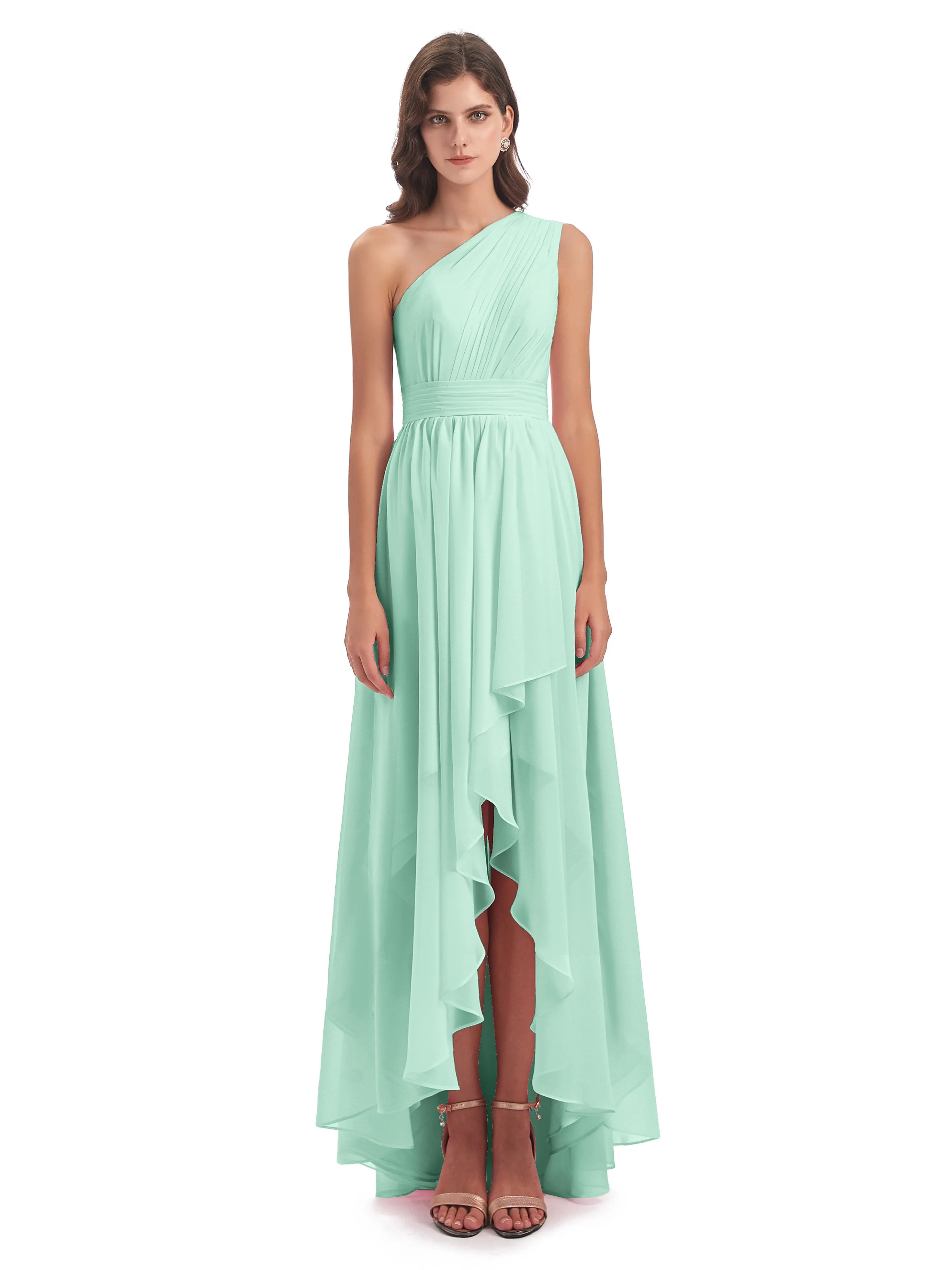 Rose Pretty Asymmetrical Chiffon Bridesmaid Dresses