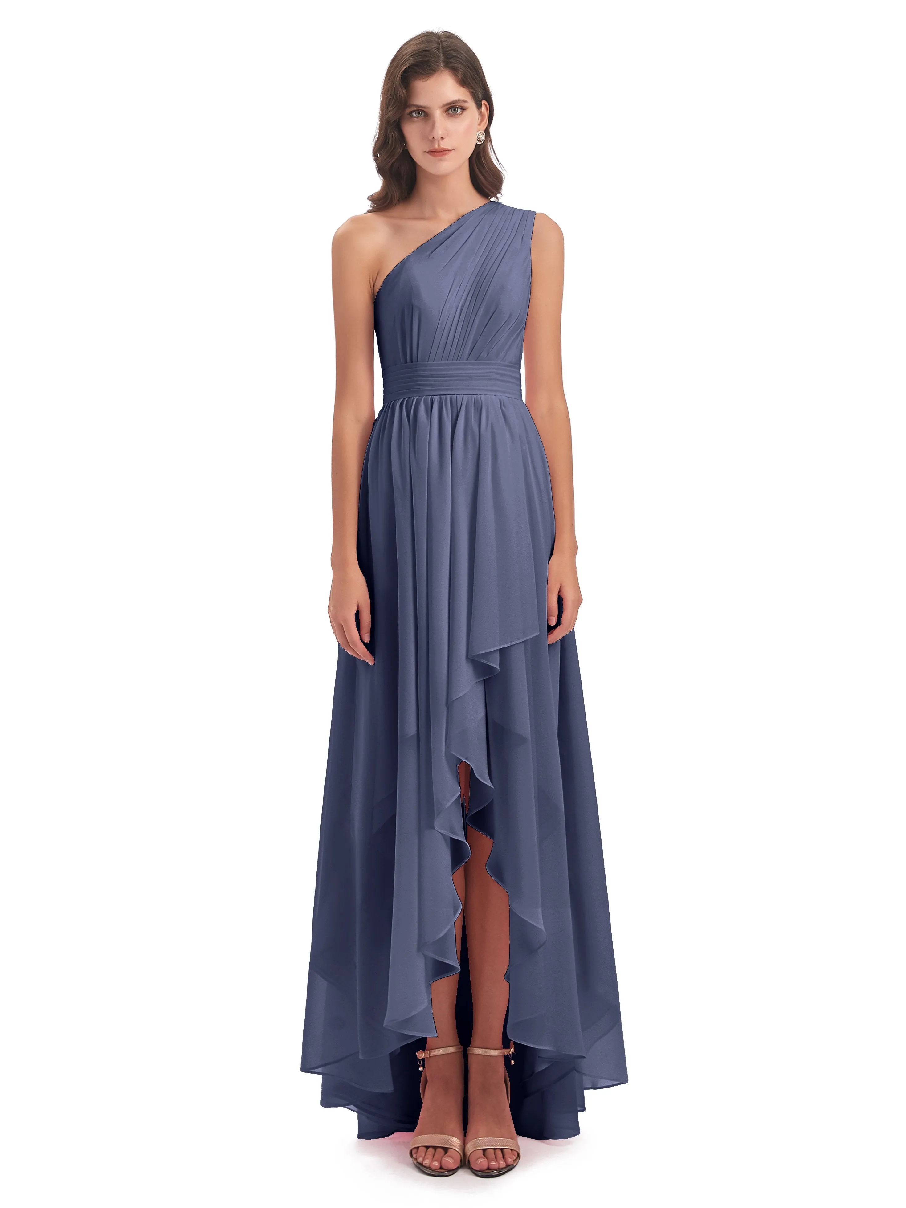 Rose Pretty Asymmetrical Chiffon Bridesmaid Dresses