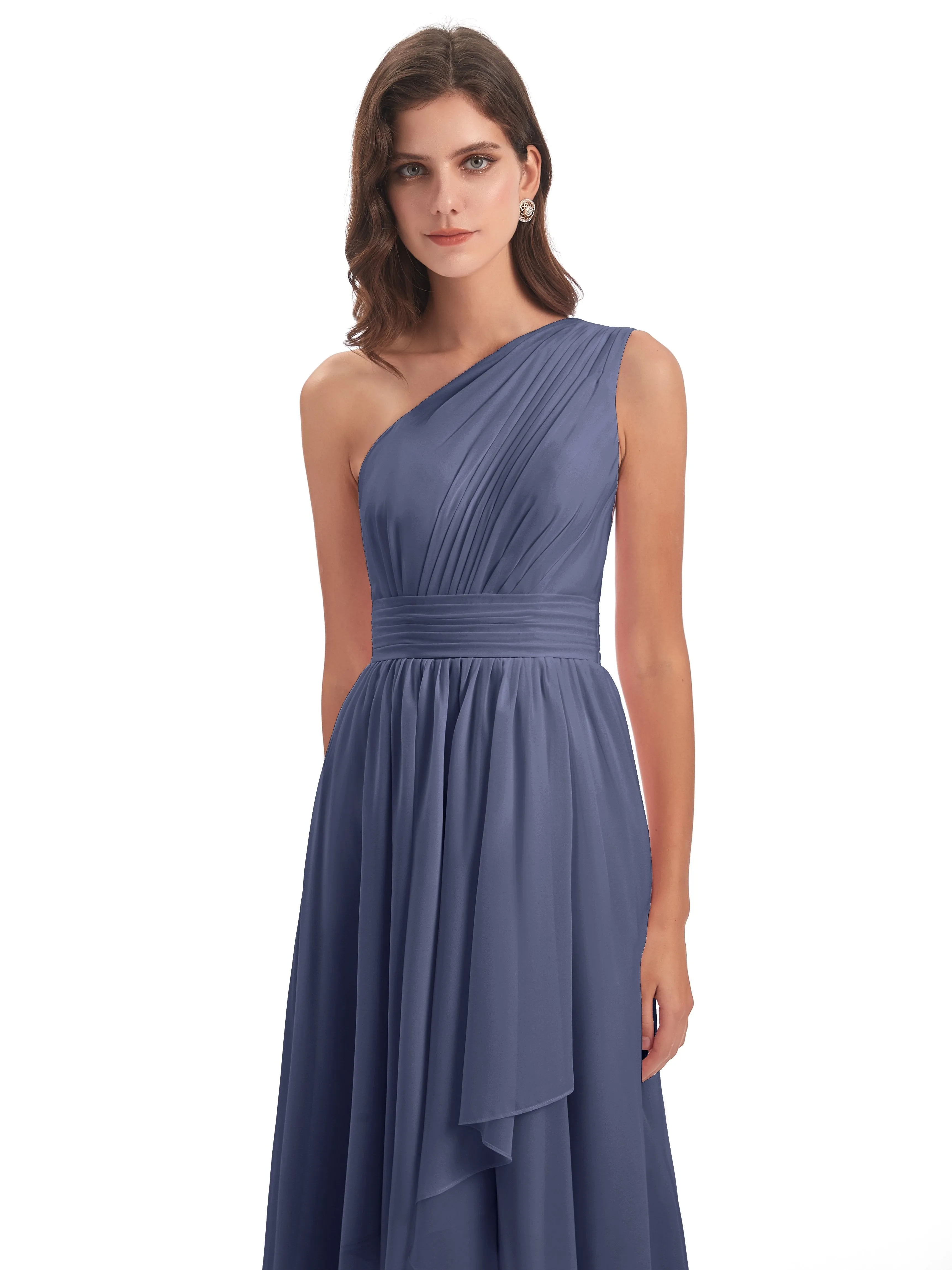 Rose Pretty Asymmetrical Chiffon Bridesmaid Dresses