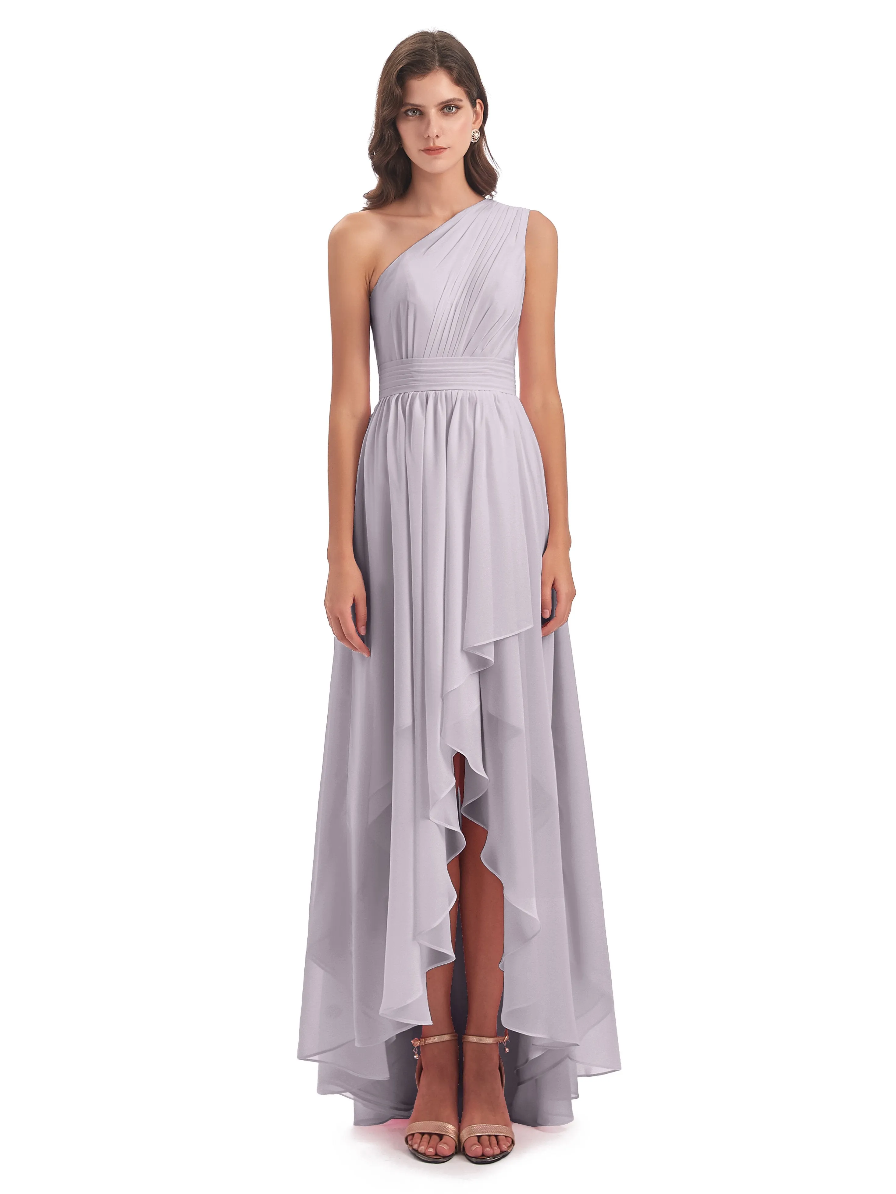 Rose Pretty Asymmetrical Chiffon Bridesmaid Dresses