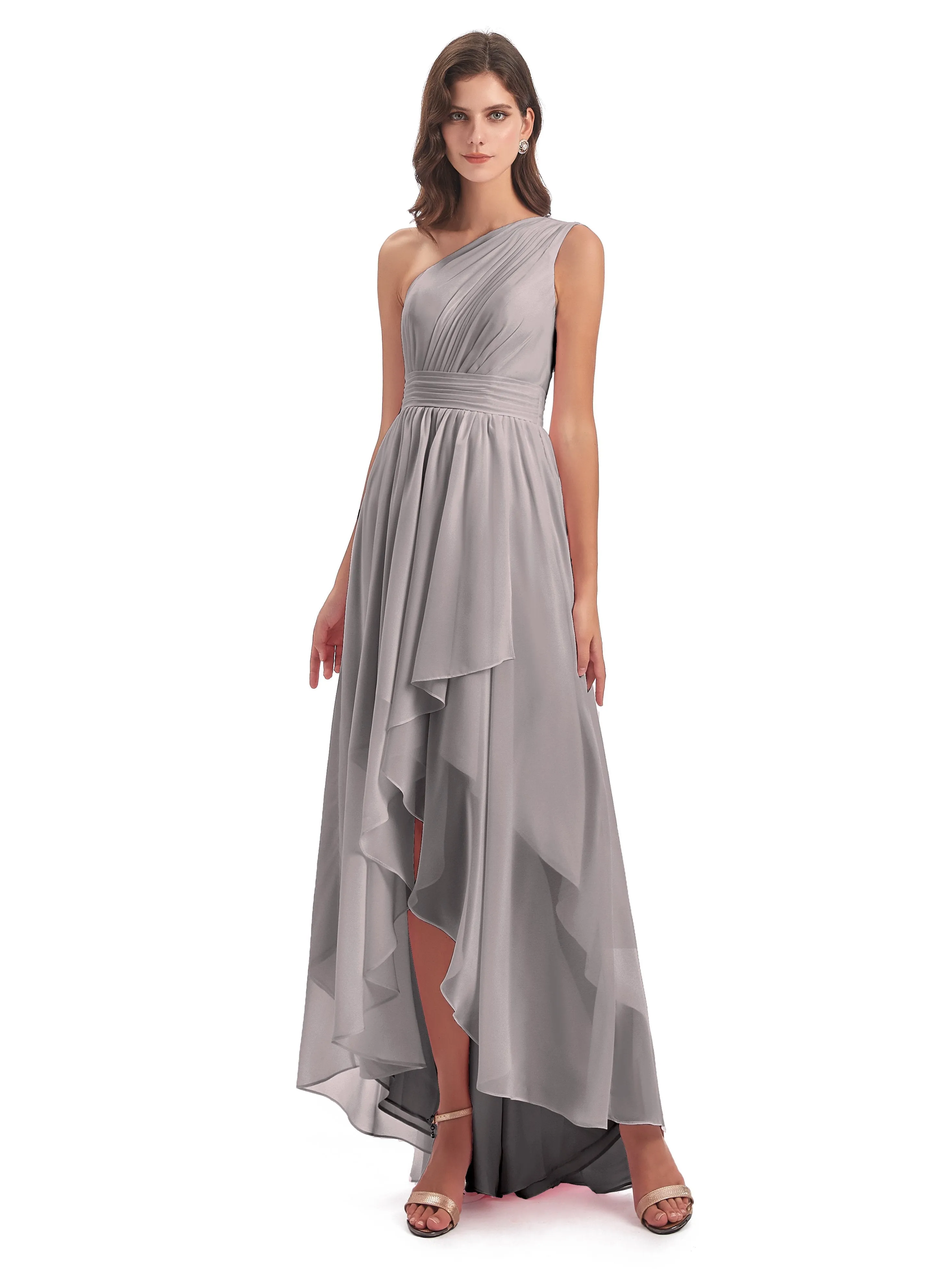 Rose Pretty Asymmetrical Chiffon Bridesmaid Dresses