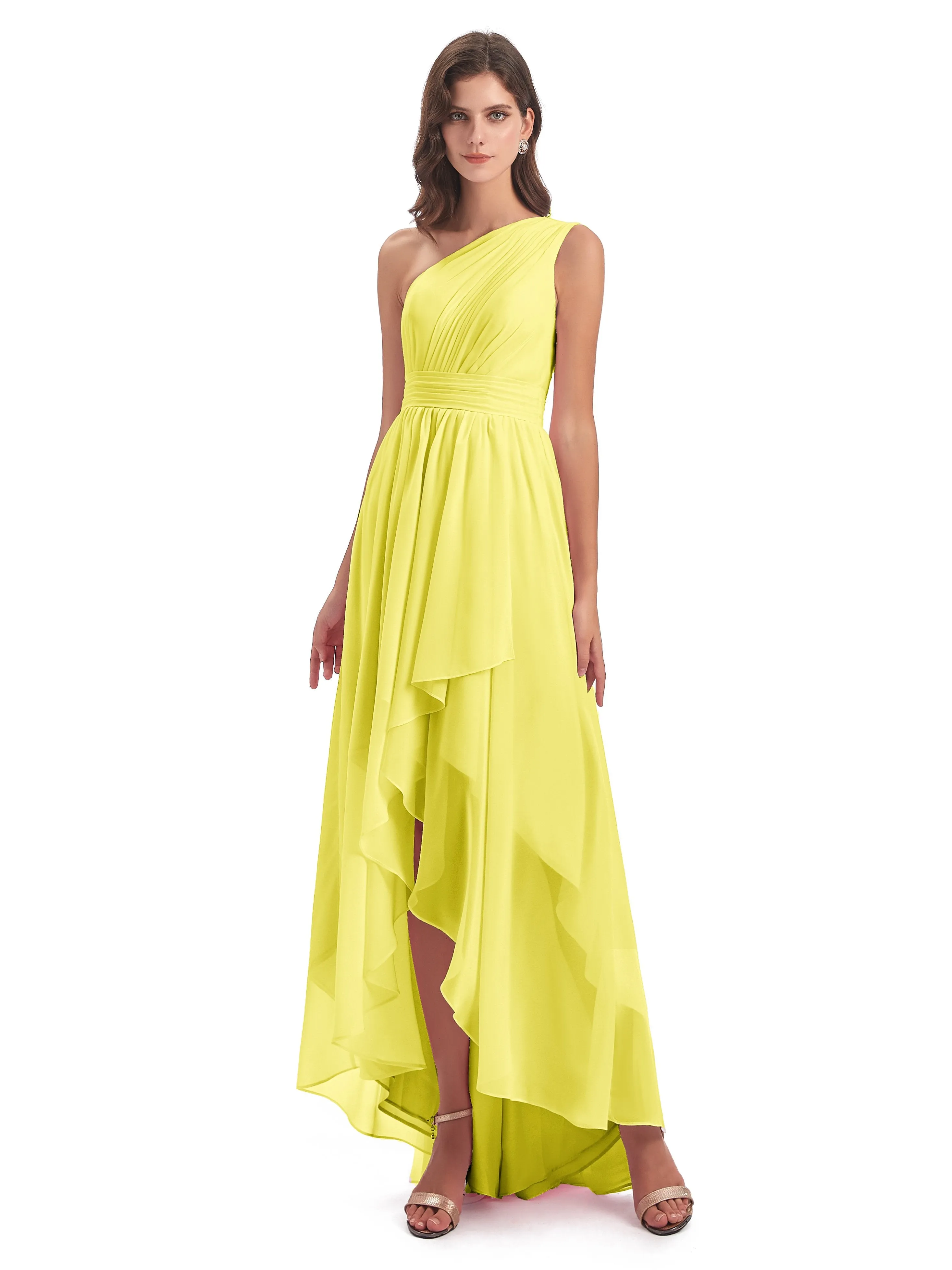 Rose Pretty Asymmetrical Chiffon Bridesmaid Dresses