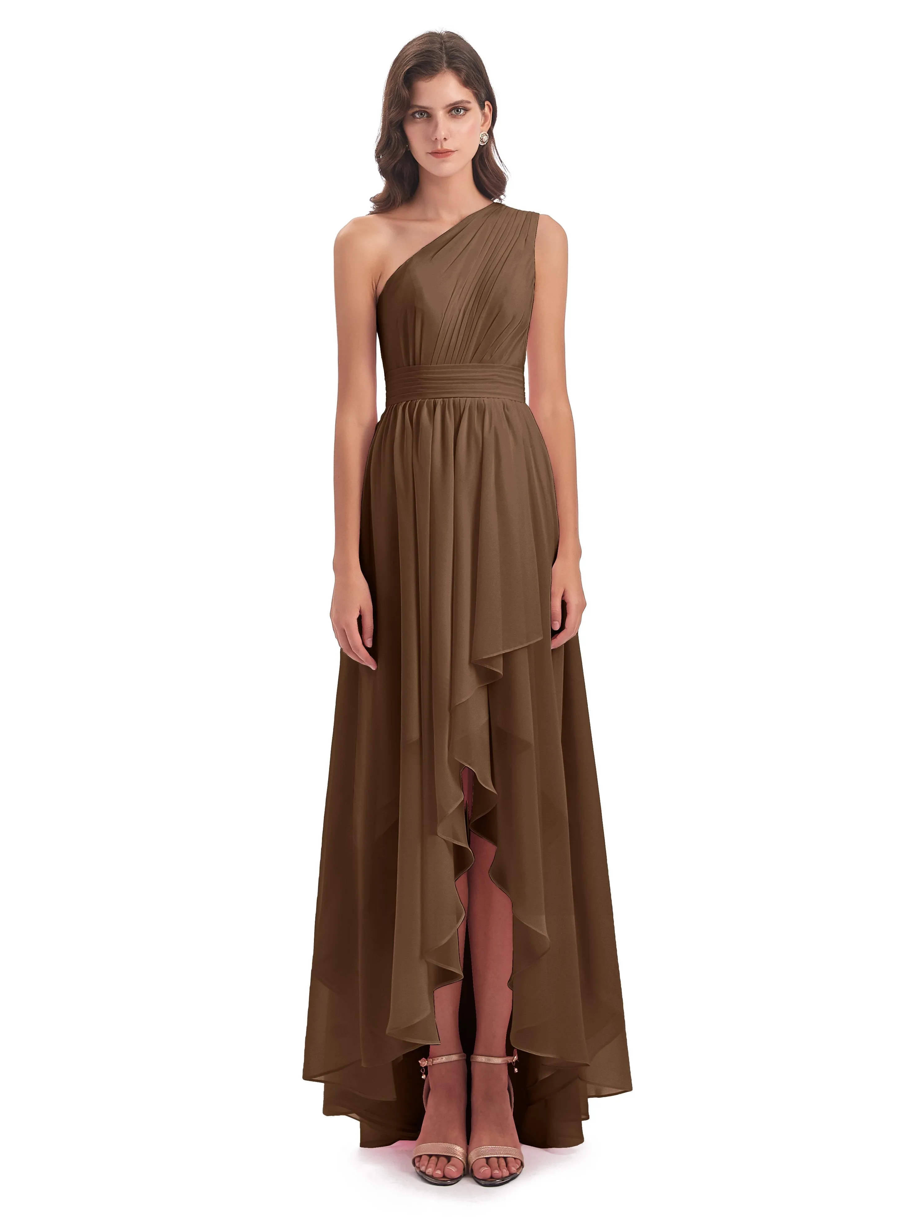 Rose Pretty Asymmetrical Chiffon Bridesmaid Dresses