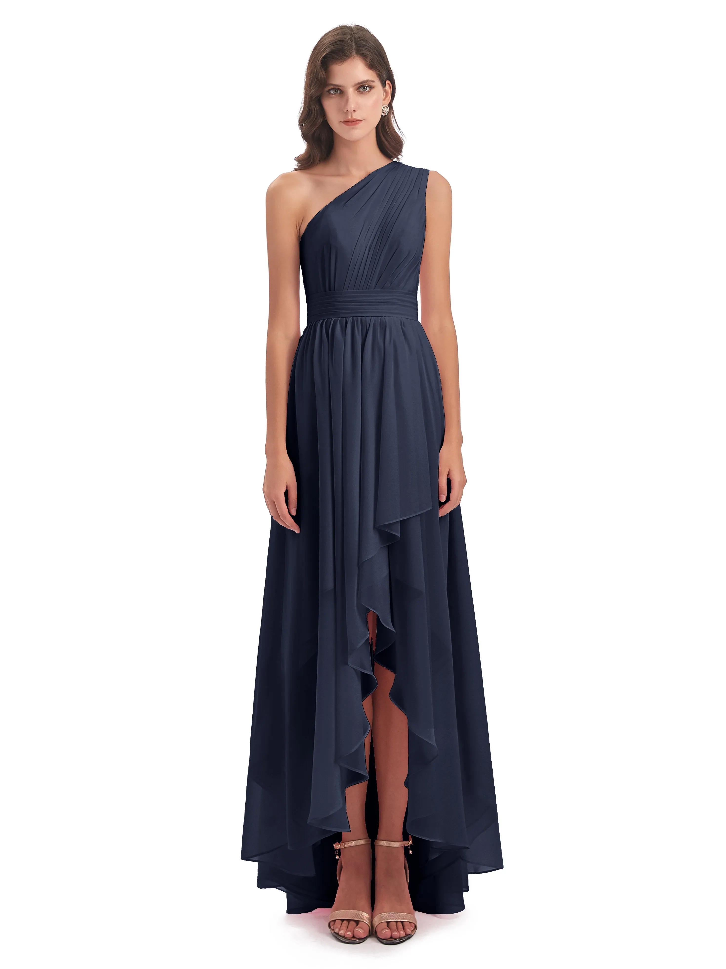 Rose Pretty Asymmetrical Chiffon Bridesmaid Dresses