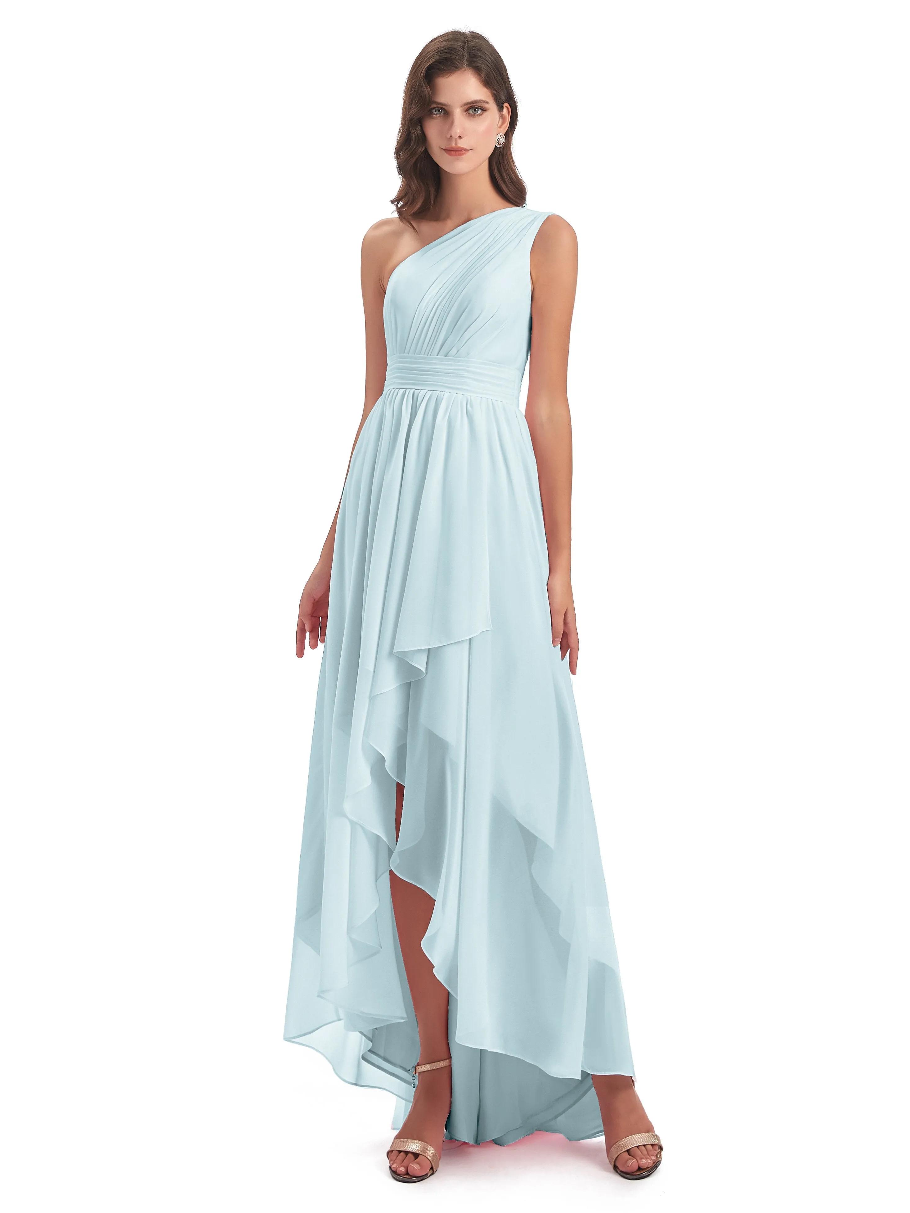 Rose Pretty Asymmetrical Chiffon Bridesmaid Dresses