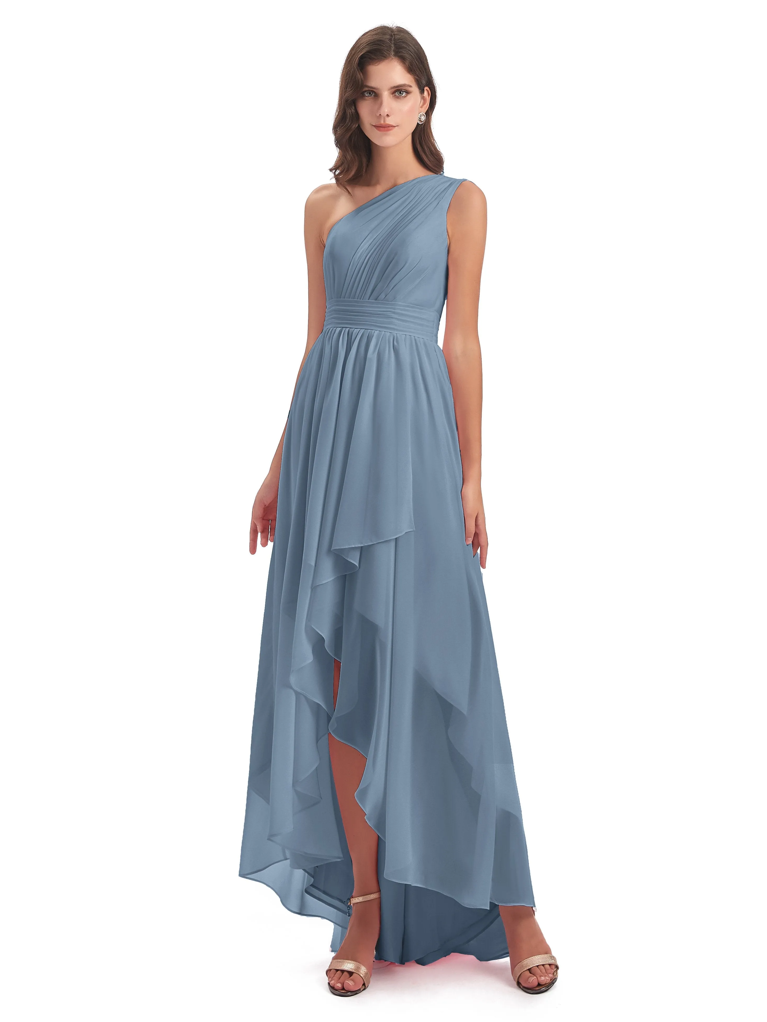 Rose Pretty Asymmetrical Chiffon Bridesmaid Dresses