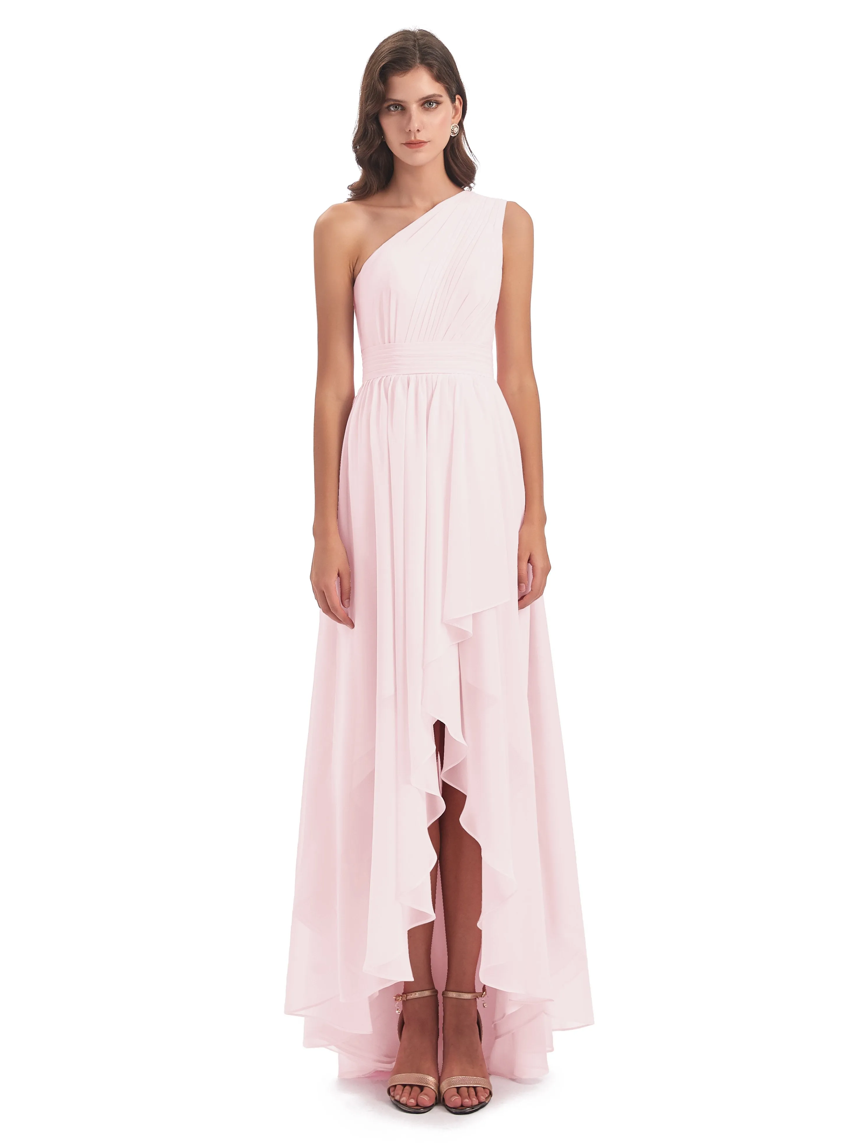 Rose Pretty Asymmetrical Chiffon Bridesmaid Dresses