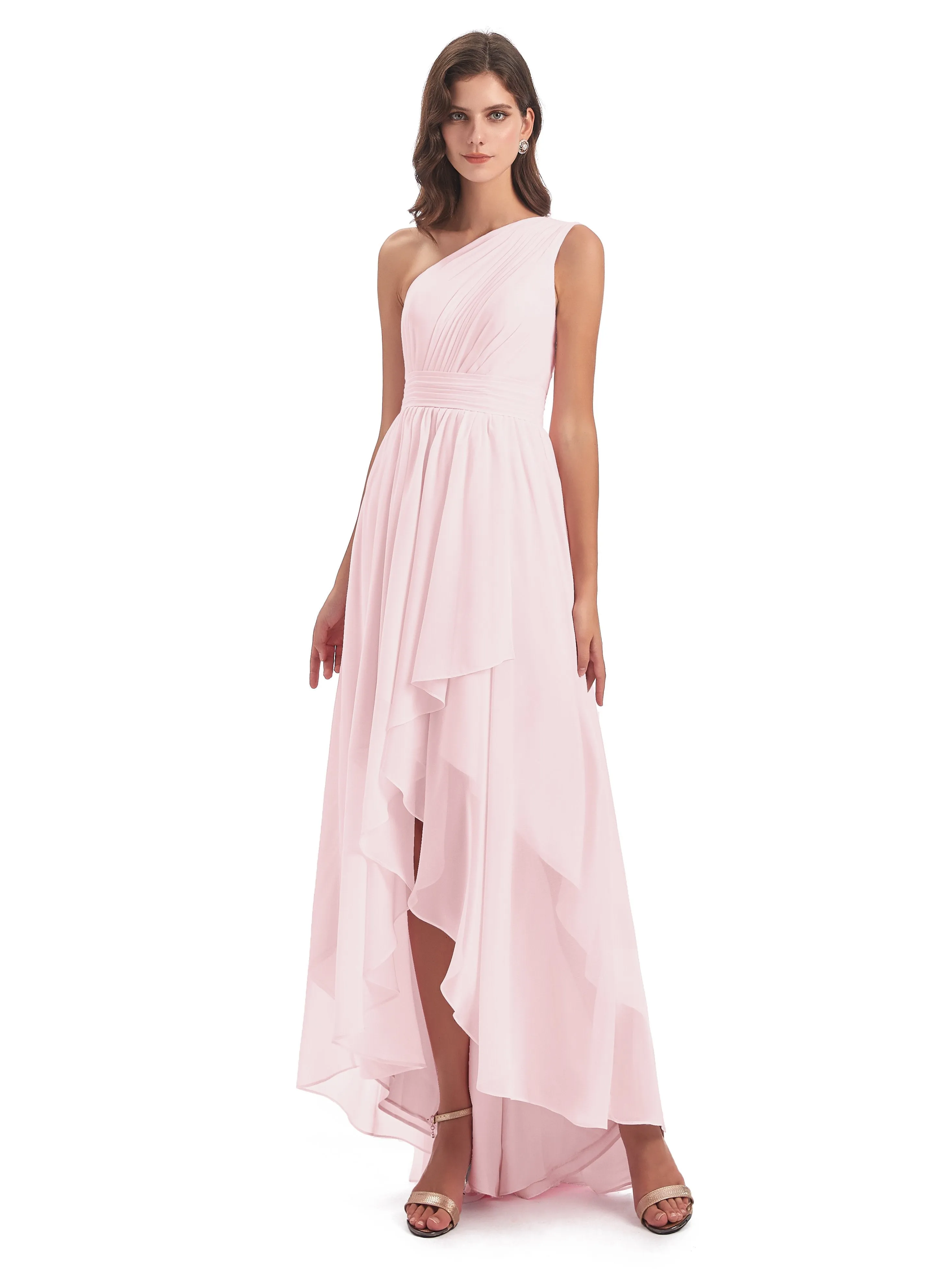 Rose Pretty Asymmetrical Chiffon Bridesmaid Dresses