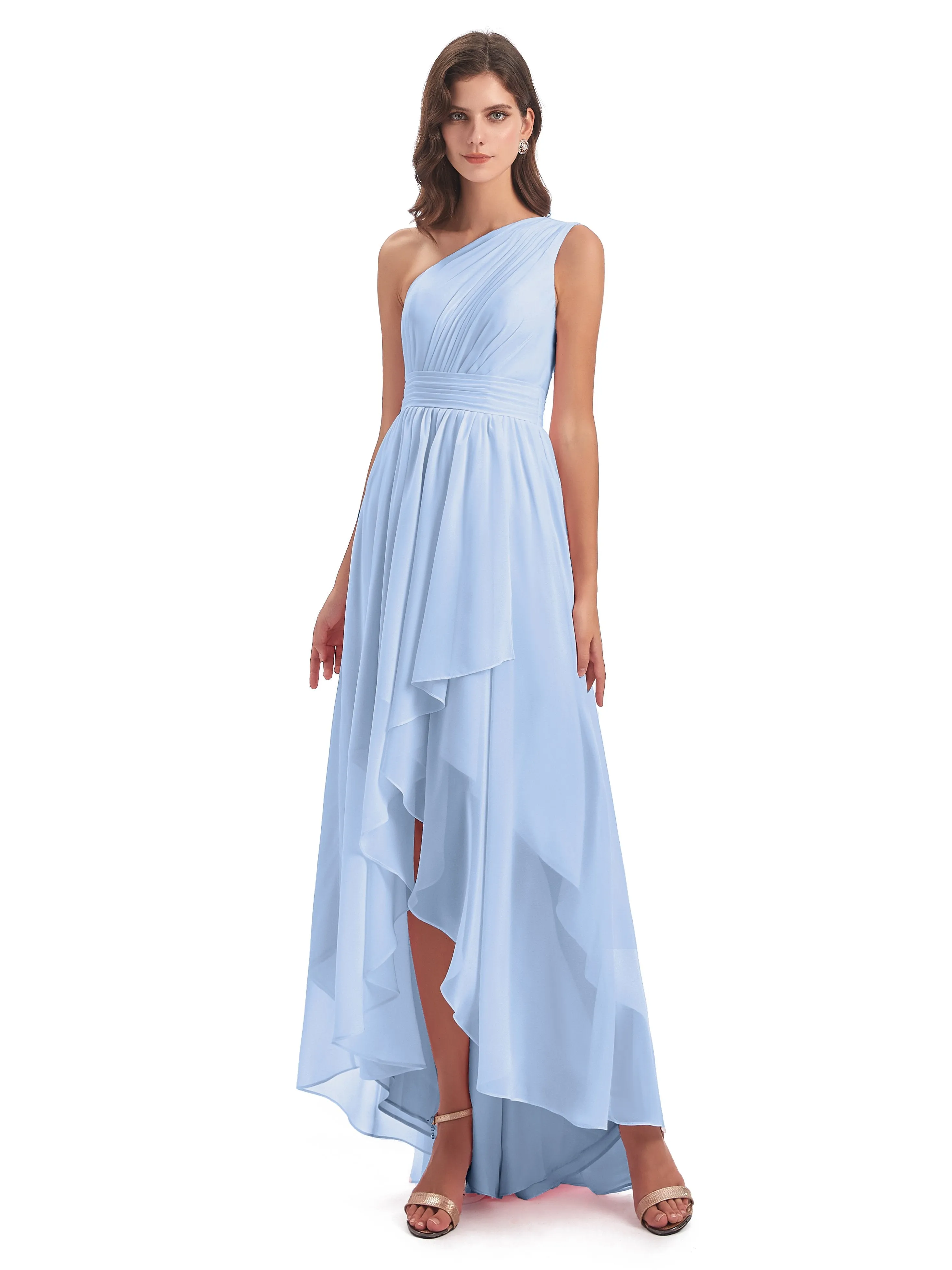 Rose Pretty Asymmetrical Chiffon Bridesmaid Dresses