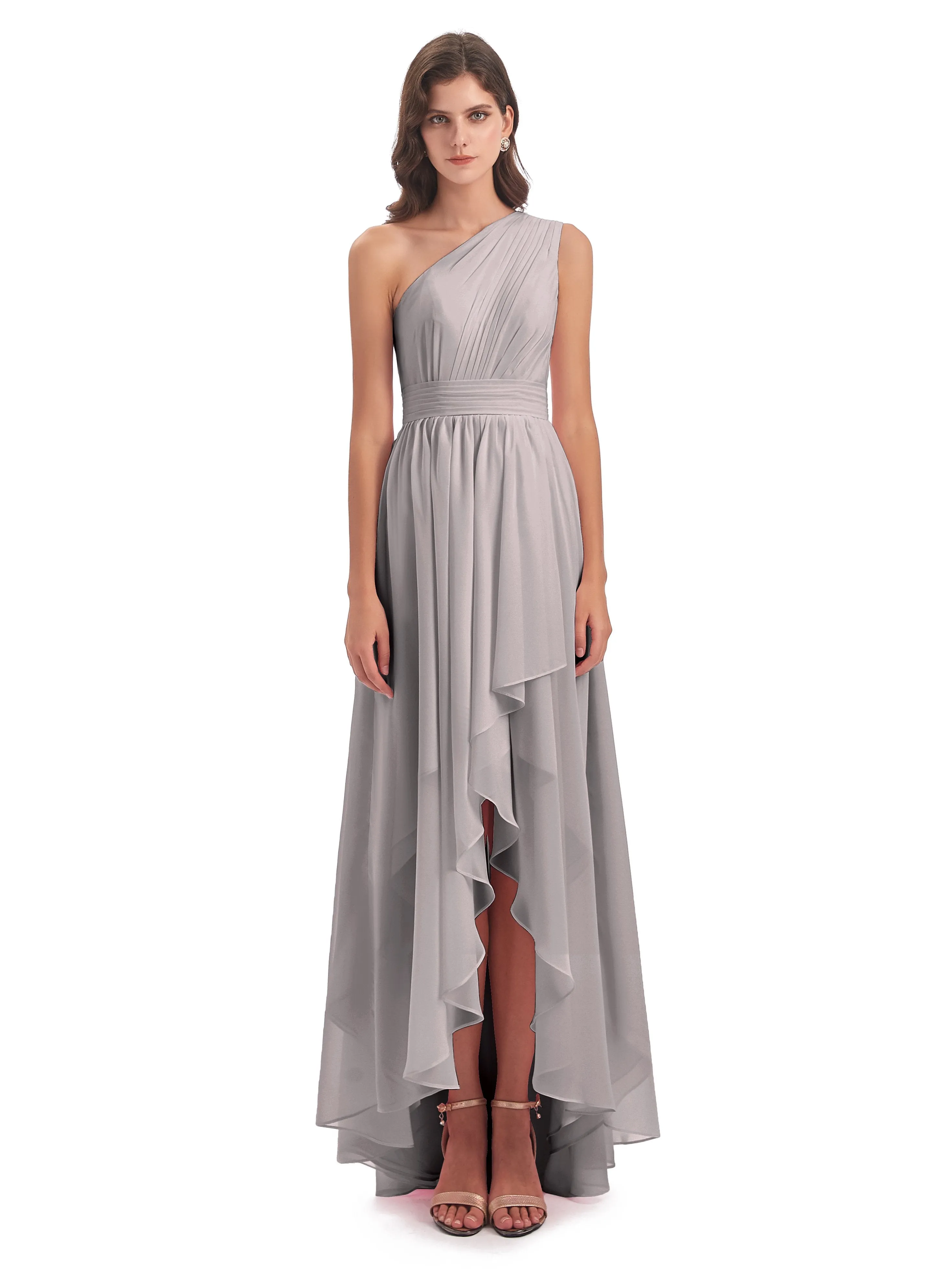 Rose Pretty Asymmetrical Chiffon Bridesmaid Dresses