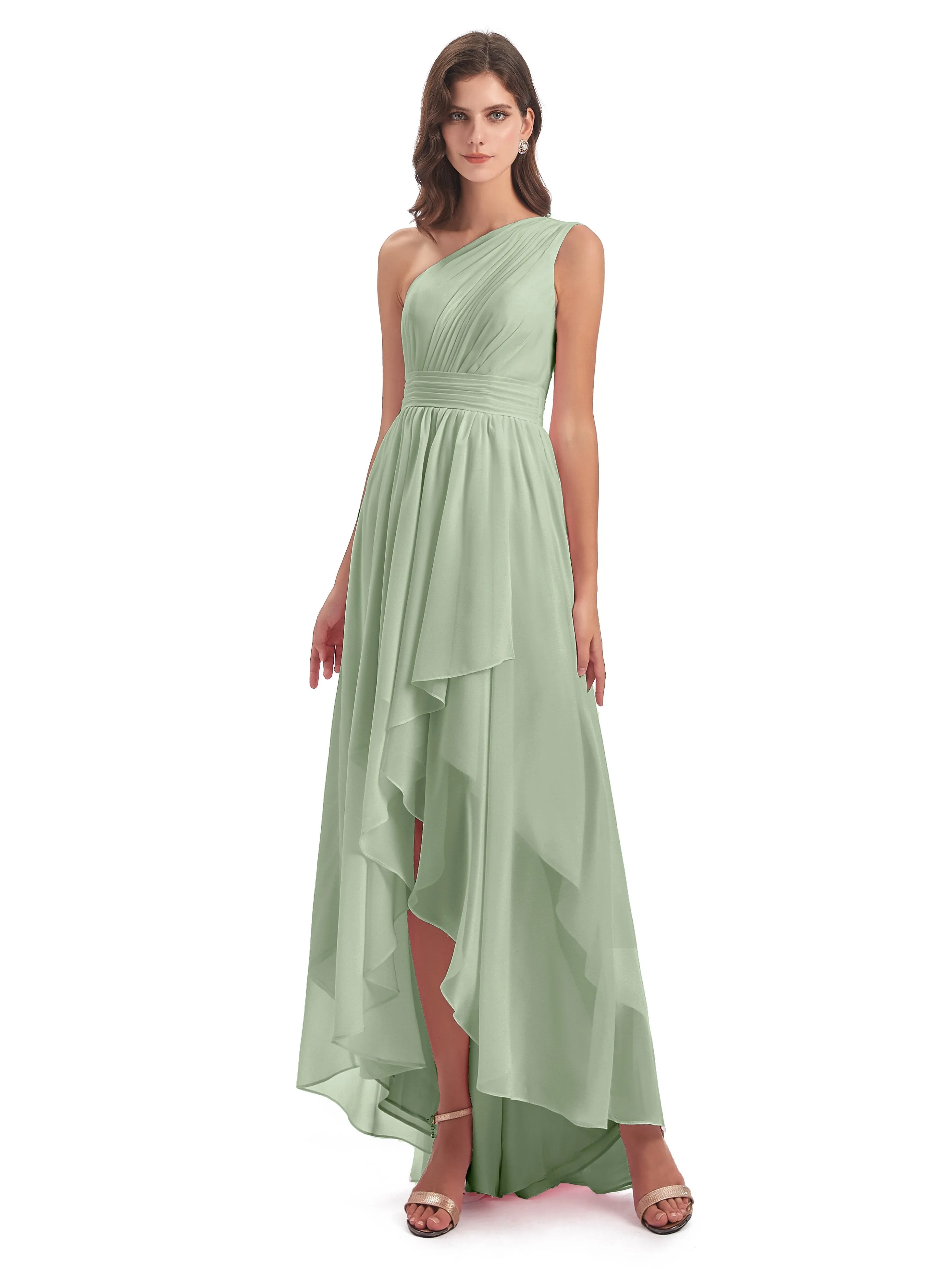 Rose Pretty Asymmetrical Chiffon Bridesmaid Dresses