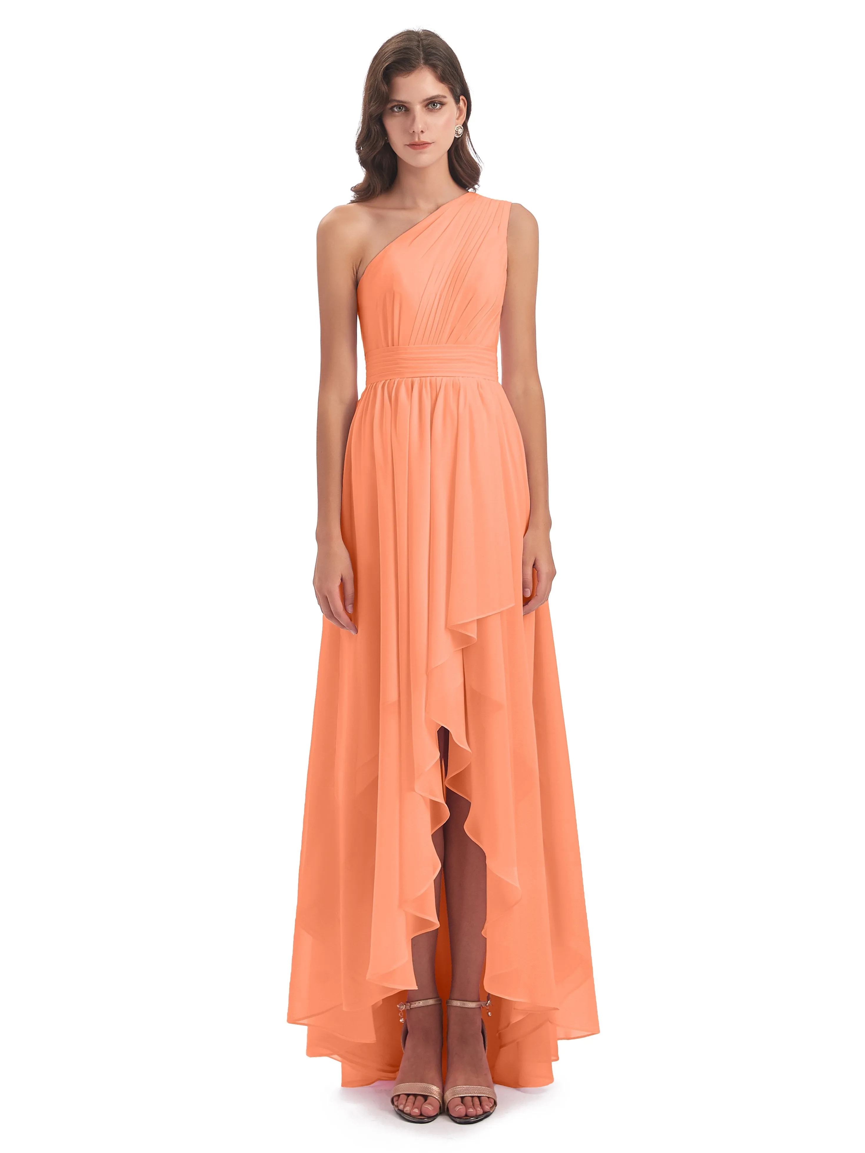 Rose Pretty Asymmetrical Chiffon Bridesmaid Dresses